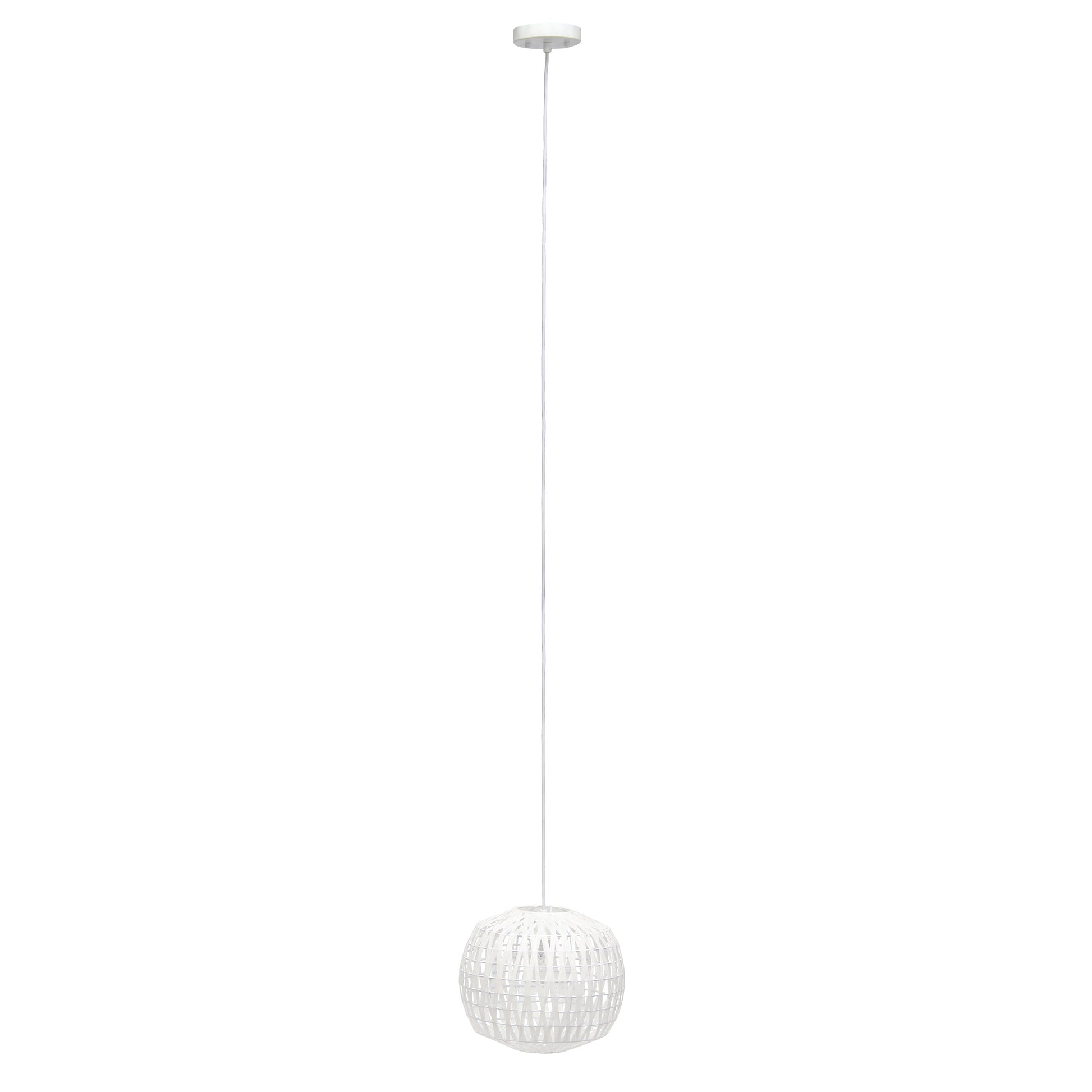 All The Rages Lalia Home 11" White Farmhouse Coastal Woven Paper Shade Pendant Light
