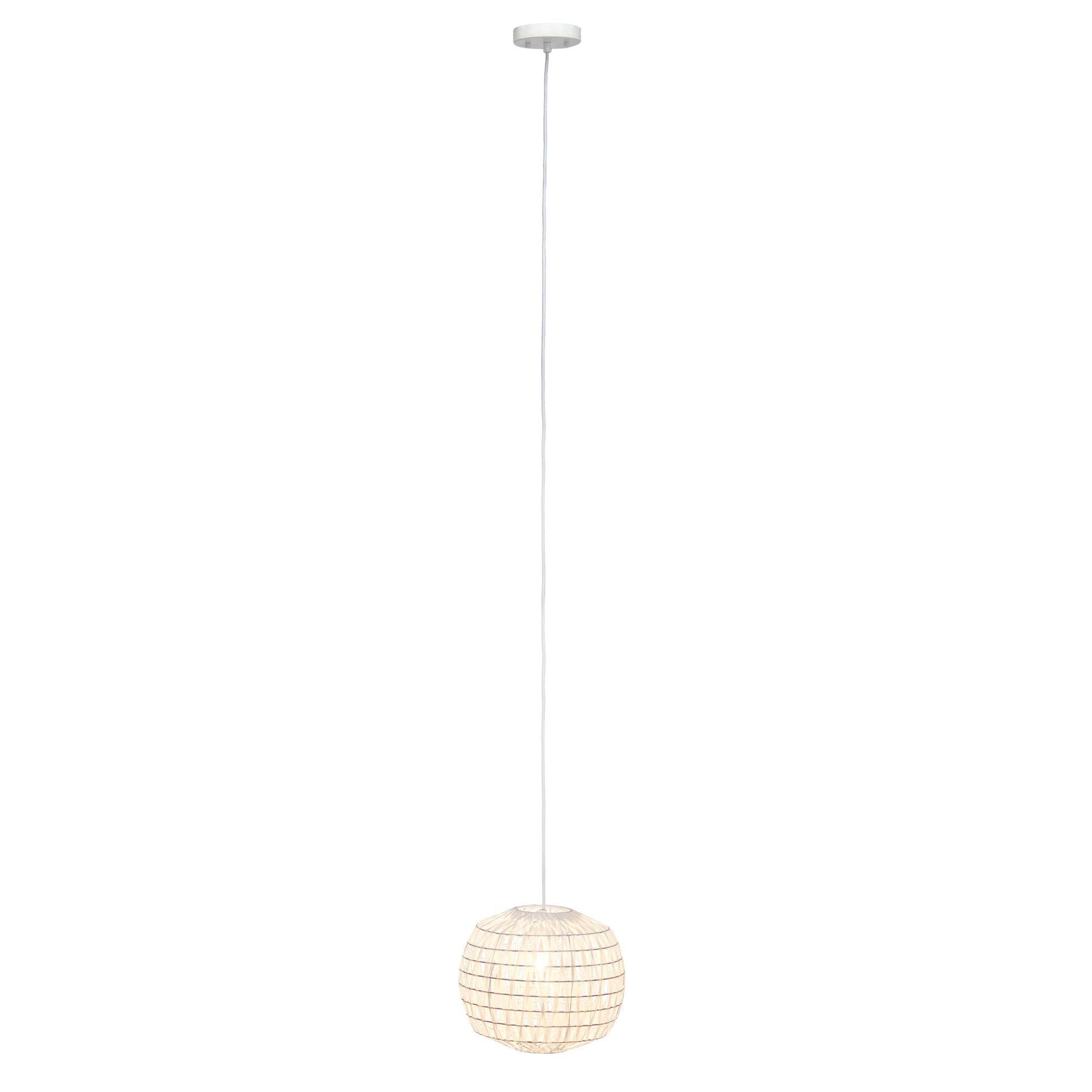 All The Rages Lalia Home 11" White Farmhouse Coastal Woven Paper Shade Pendant Light