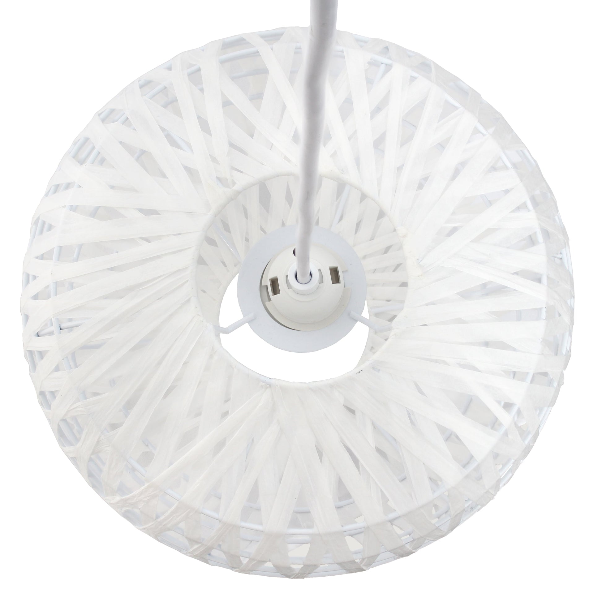 All The Rages Lalia Home 11" White Farmhouse Coastal Woven Paper Shade Pendant Light