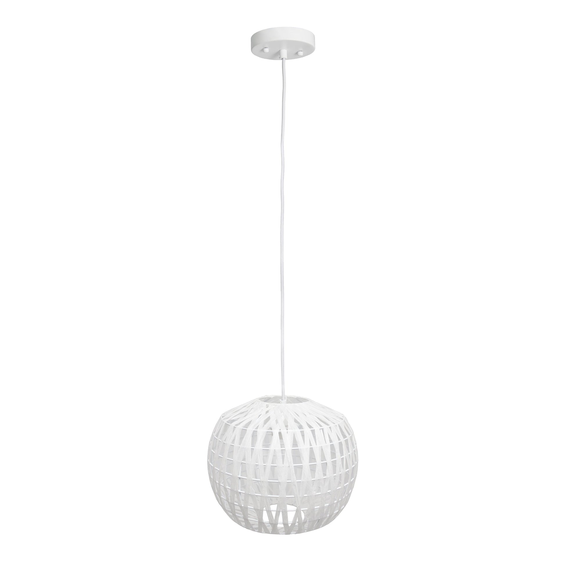 All The Rages Lalia Home 11" White Farmhouse Coastal Woven Paper Shade Pendant Light