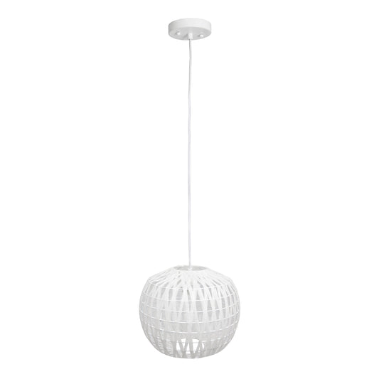All The Rages Lalia Home 11" White Farmhouse Coastal Woven Paper Shade Pendant Light