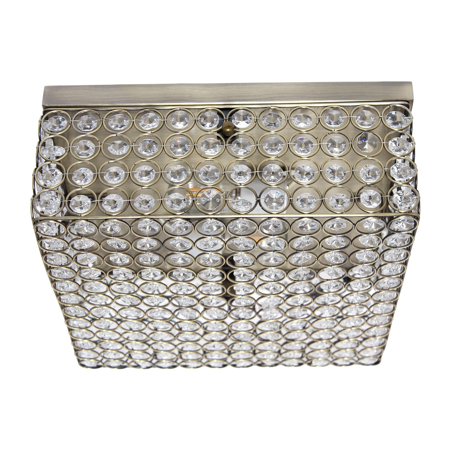 All The Rages Lalia Home 12" Antique Brass 2-Light Classix Glam Square Crystal & Metal Flush Mount Ceiling Light