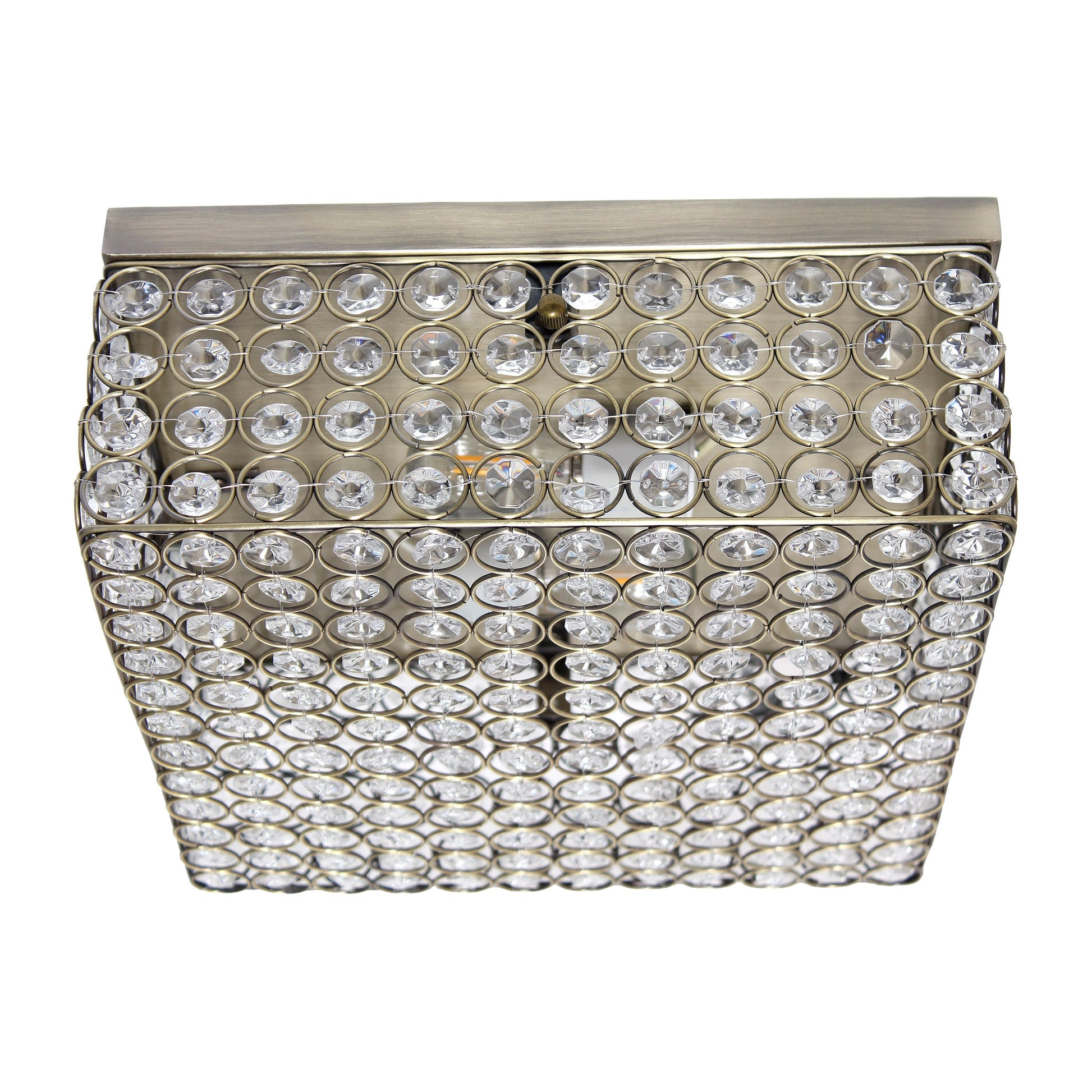 All The Rages Lalia Home 12" Antique Brass 2-Light Classix Glam Square Crystal & Metal Flush Mount Ceiling Light