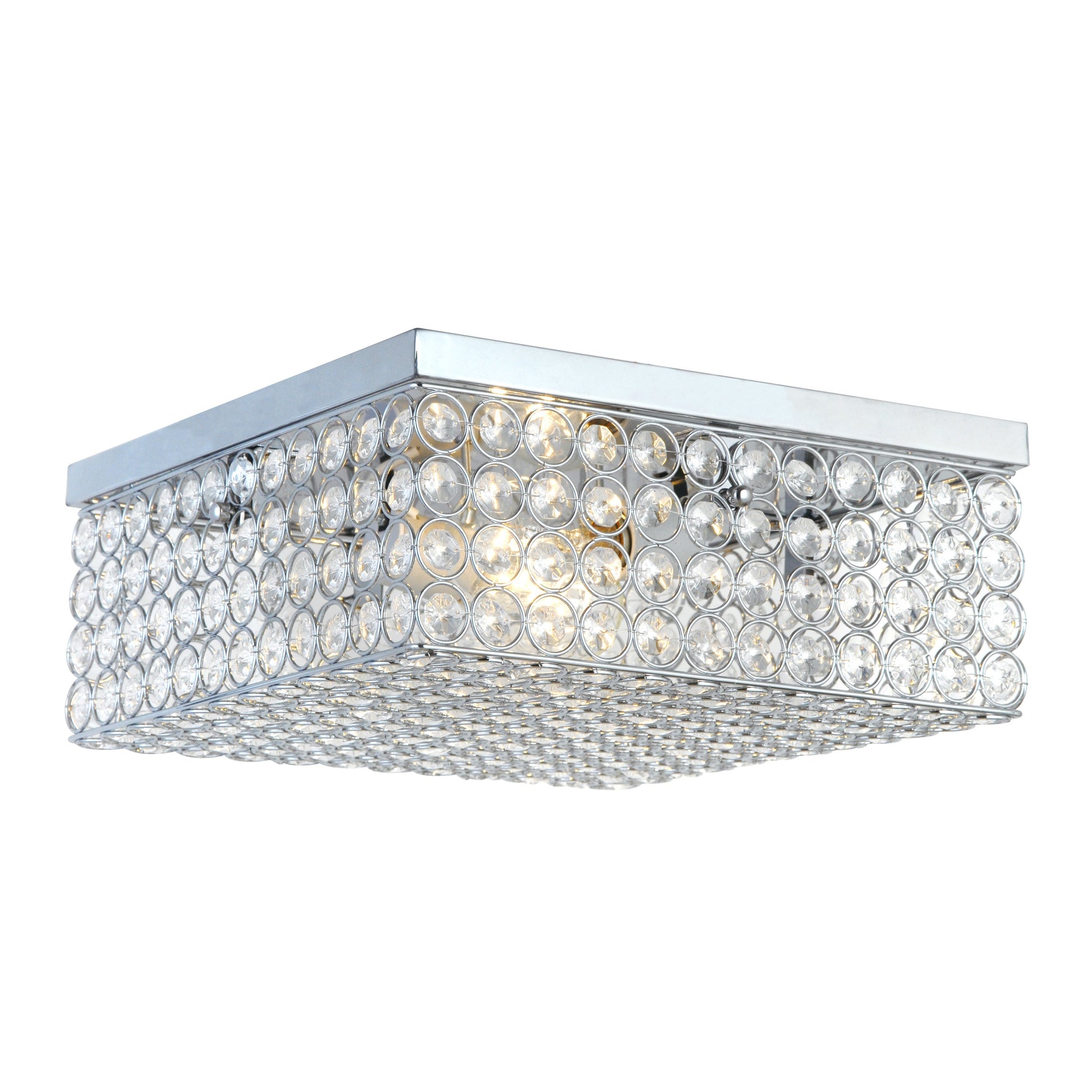 All The Rages Lalia Home 12" Chrome 2-Light Classix Glam Square Crystal & Metal Flush Mount Ceiling Light