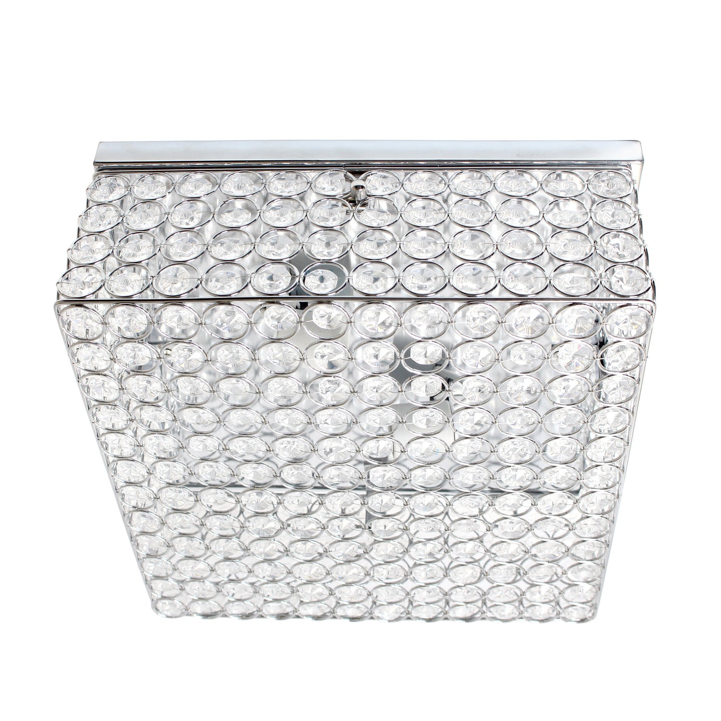 All The Rages Lalia Home 12" Chrome 2-Light Classix Glam Square Crystal & Metal Flush Mount Ceiling Light