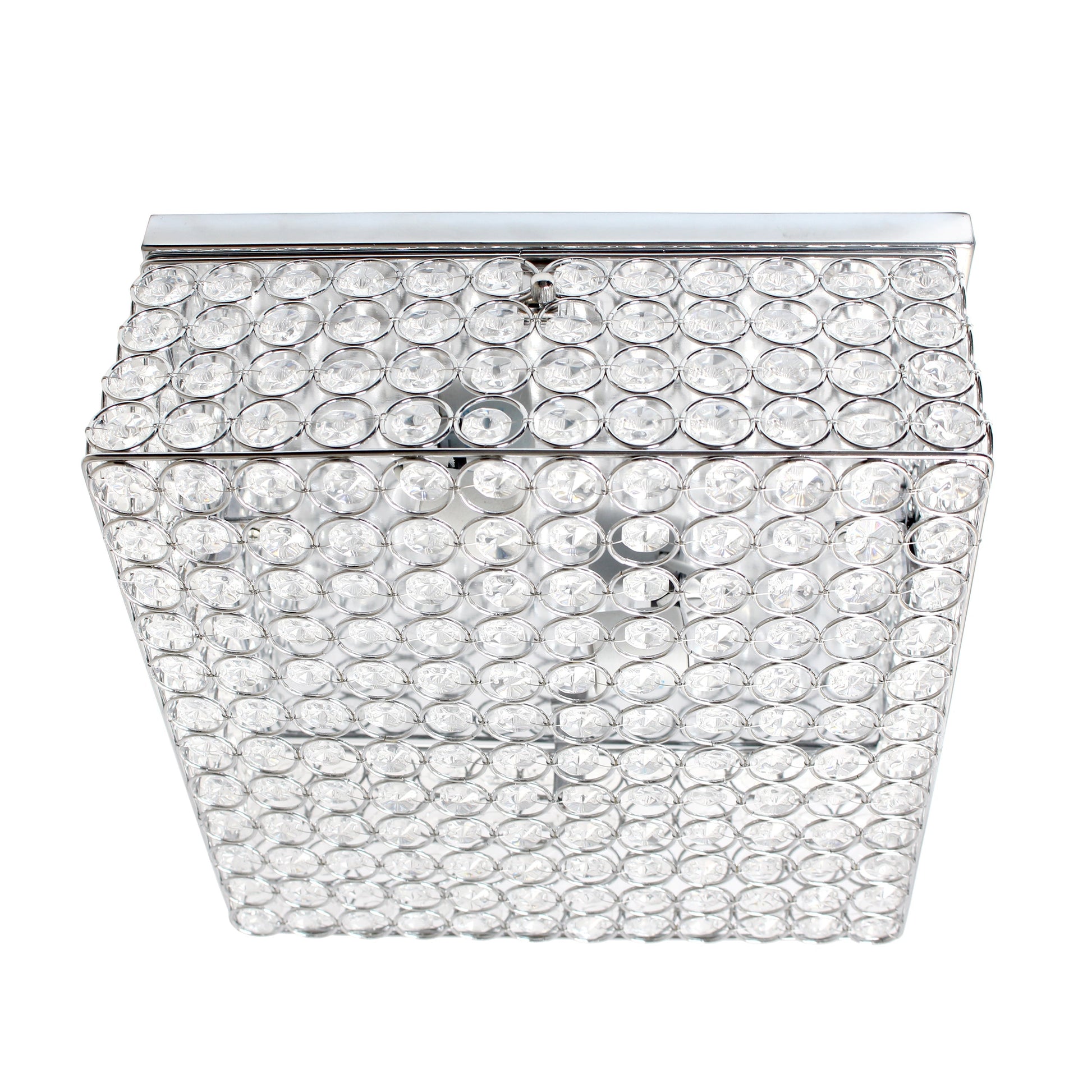 All The Rages Lalia Home 12" Chrome 2-Light Classix Glam Square Crystal & Metal Flush Mount Ceiling Light