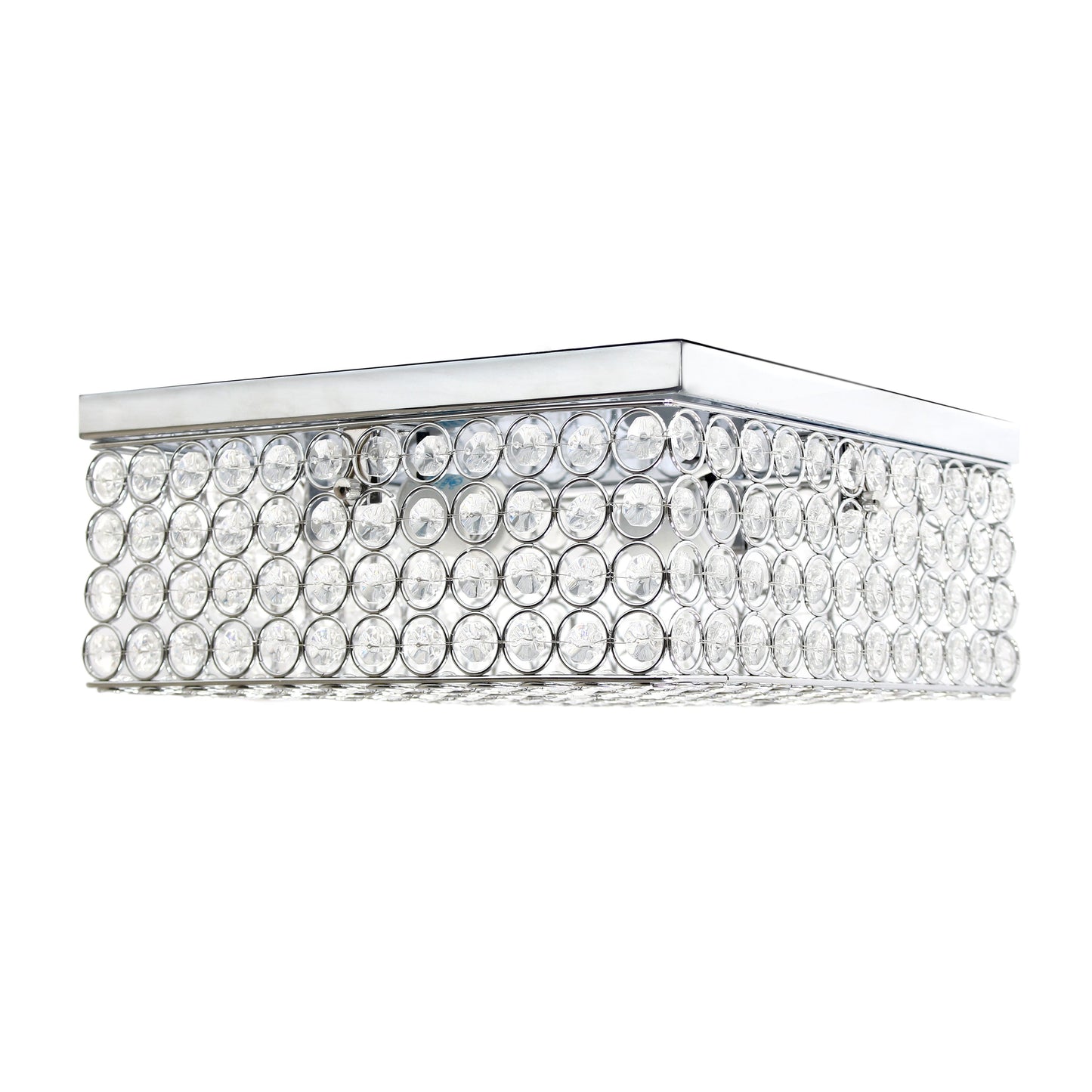 All The Rages Lalia Home 12" Chrome 2-Light Classix Glam Square Crystal & Metal Flush Mount Ceiling Light