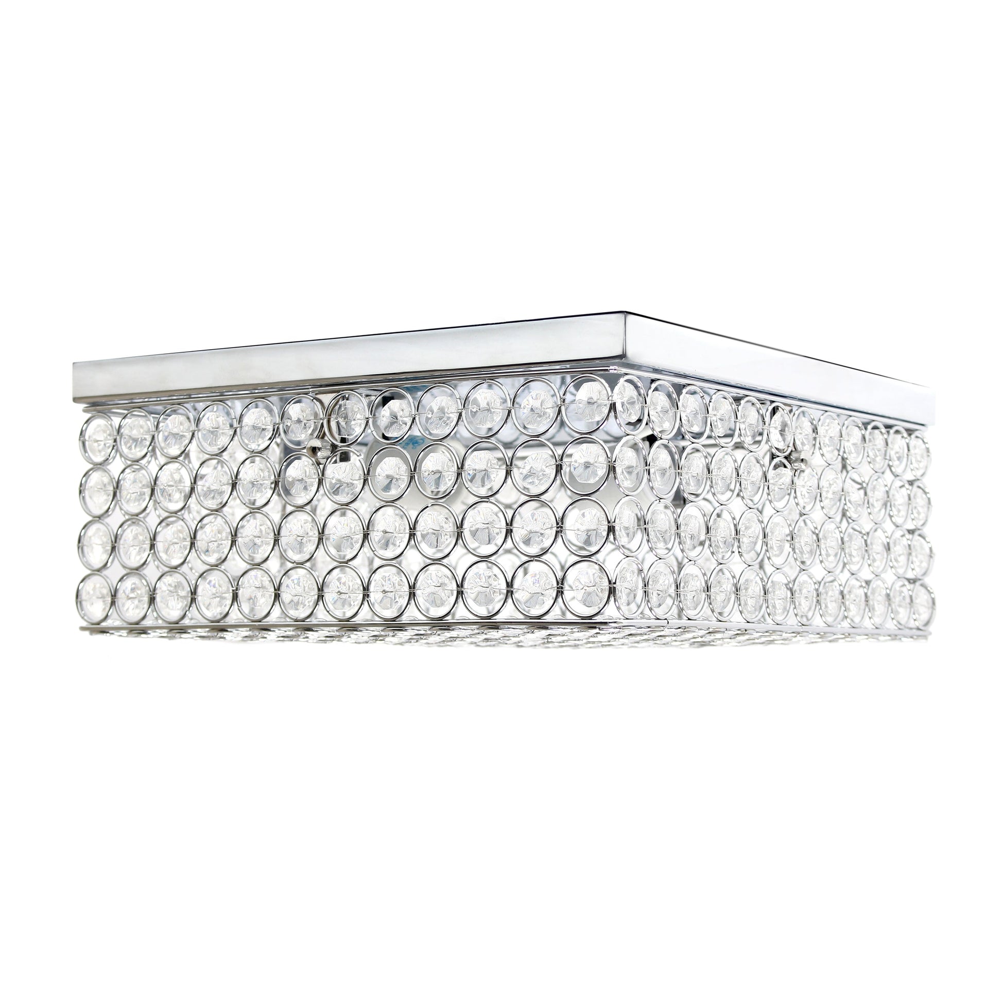 All The Rages Lalia Home 12" Chrome 2-Light Classix Glam Square Crystal & Metal Flush Mount Ceiling Light