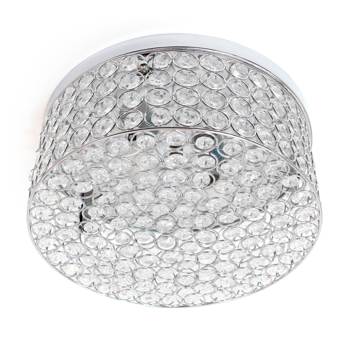 All The Rages Lalia Home 12" Chrome Classix Glam 2-Light Round Crystal & Metal Flush Mount Ceiling Light