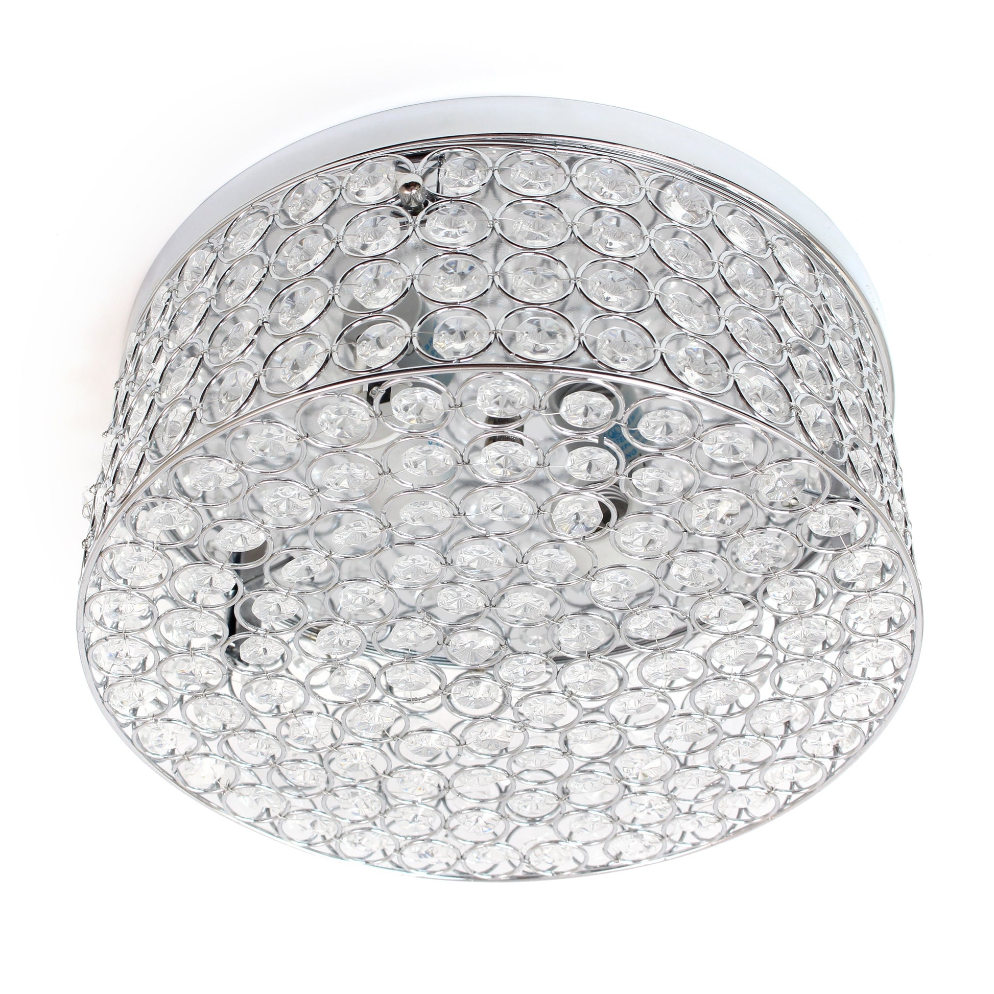 All The Rages Lalia Home 12" Chrome Classix Glam 2-Light Round Crystal & Metal Flush Mount Ceiling Light