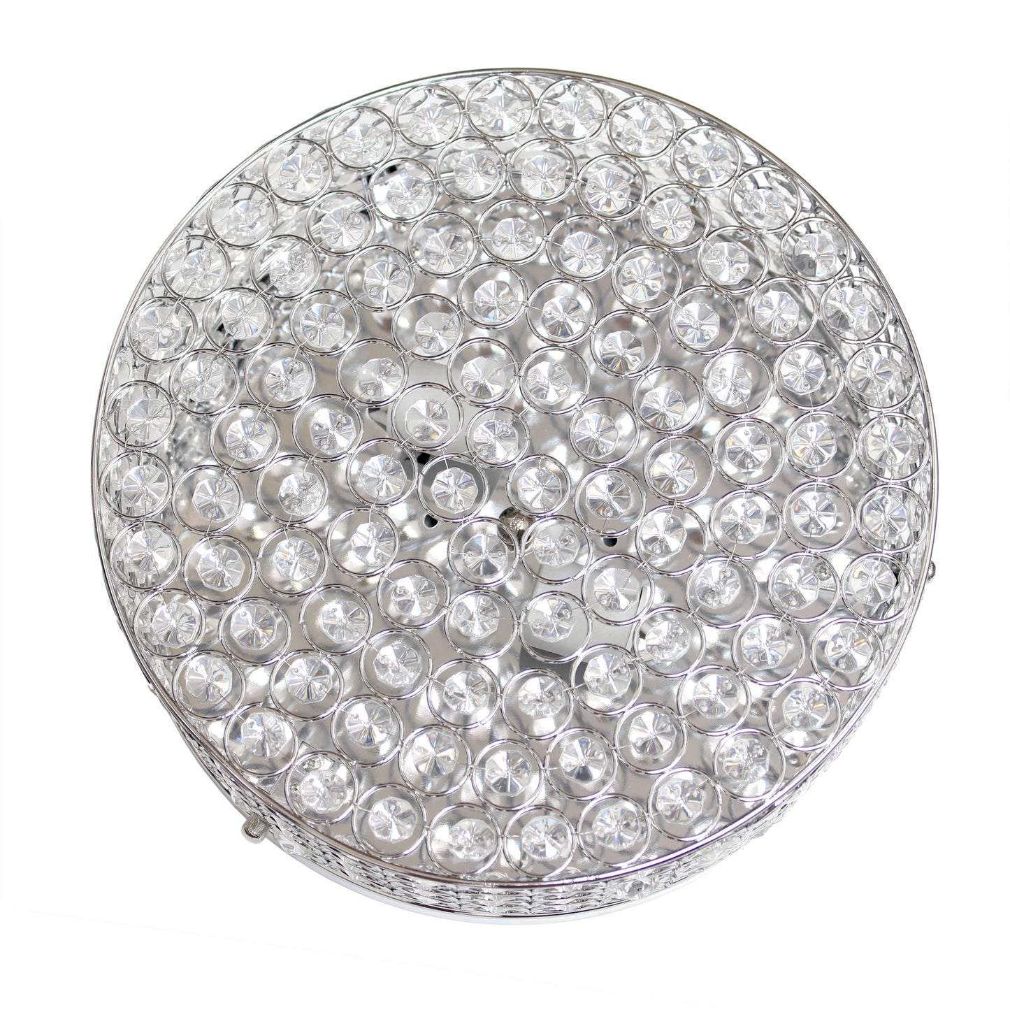 All The Rages Lalia Home 12" Chrome Classix Glam 2-Light Round Crystal & Metal Flush Mount Ceiling Light