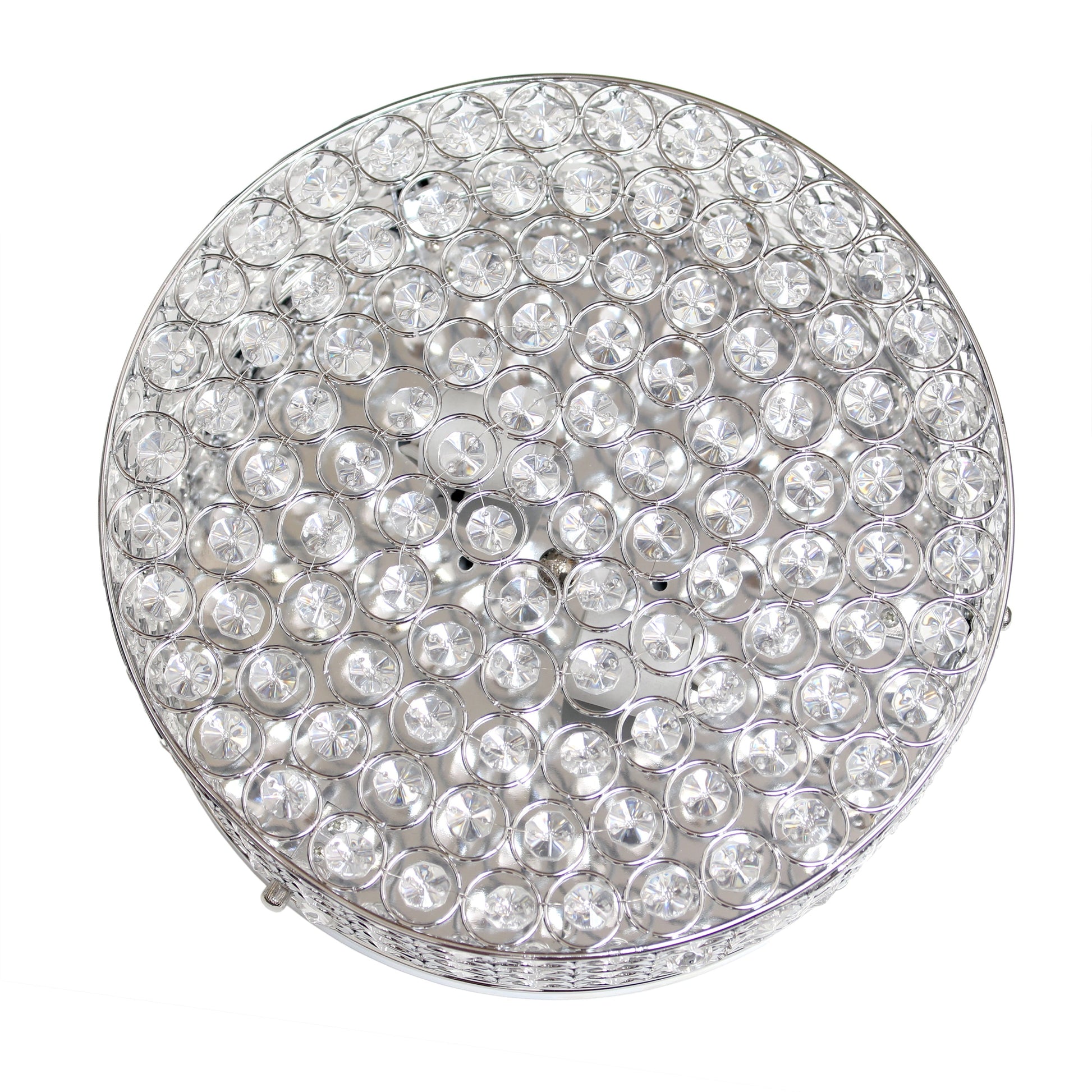 All The Rages Lalia Home 12" Chrome Classix Glam 2-Light Round Crystal & Metal Flush Mount Ceiling Light