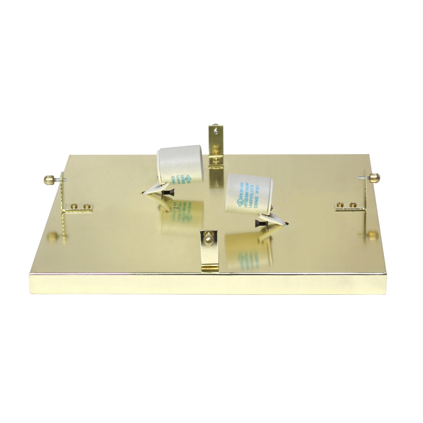 All The Rages Lalia Home 12" Gold 2-Light Classix Glam Square Crystal & Metal Flush Mount Ceiling Light