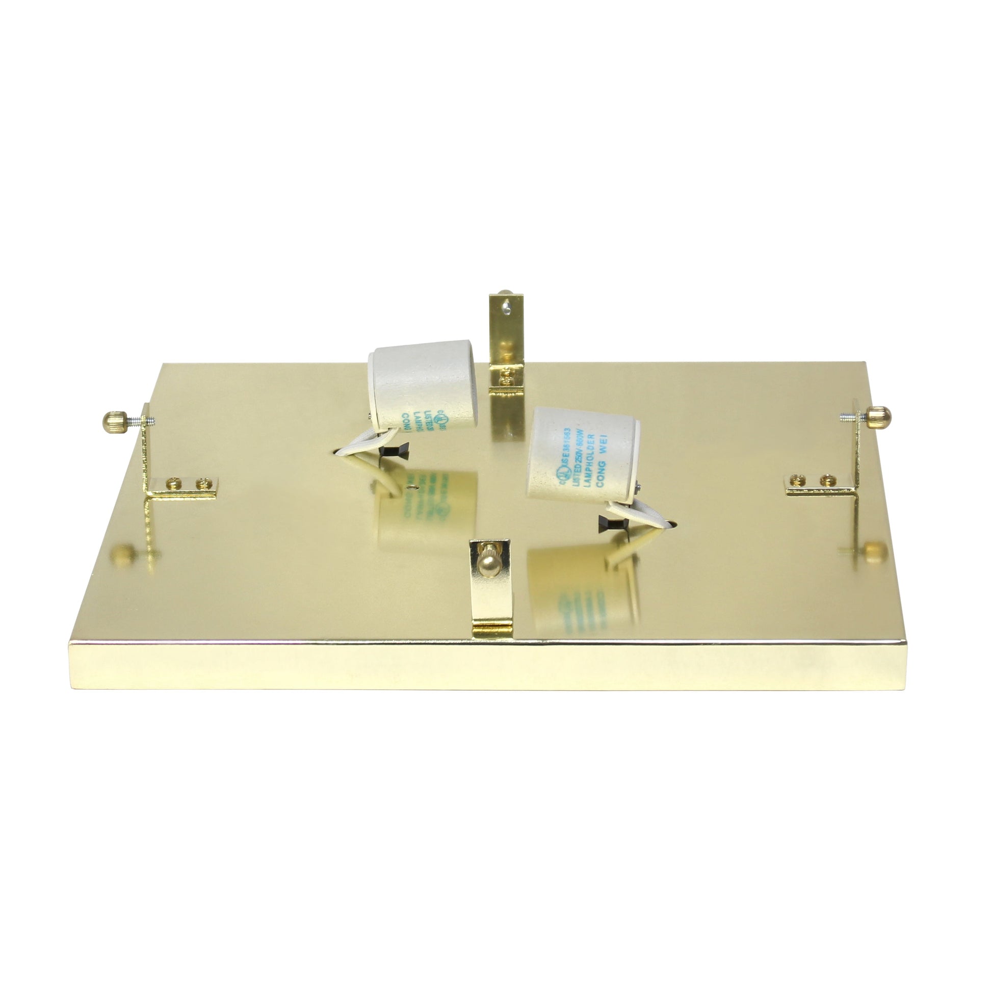 All The Rages Lalia Home 12" Gold 2-Light Classix Glam Square Crystal & Metal Flush Mount Ceiling Light