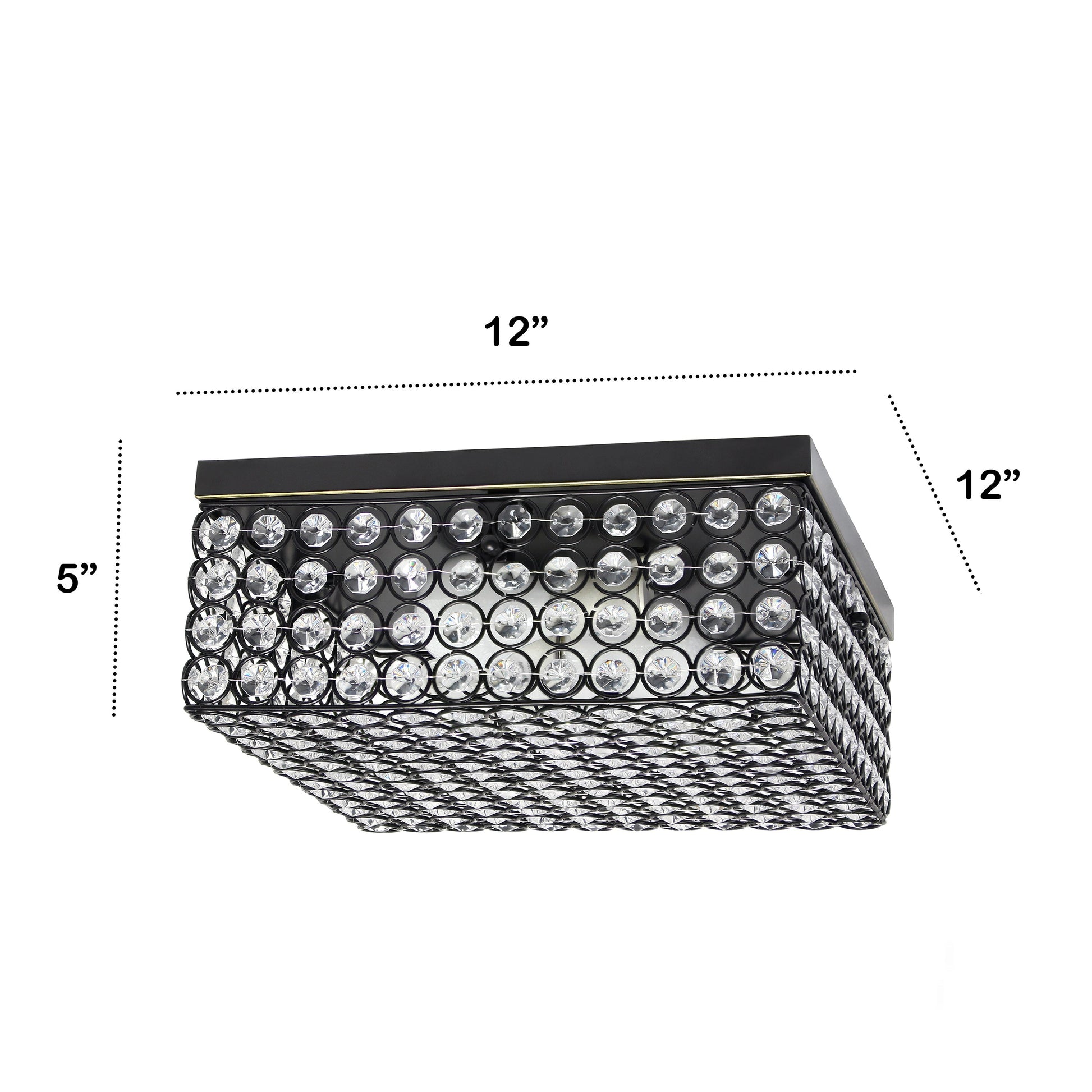 All The Rages Lalia Home 12" Restoration Bronze 2-Light Classix Glam Square Crystal & Metal Flush Mount Ceiling Light