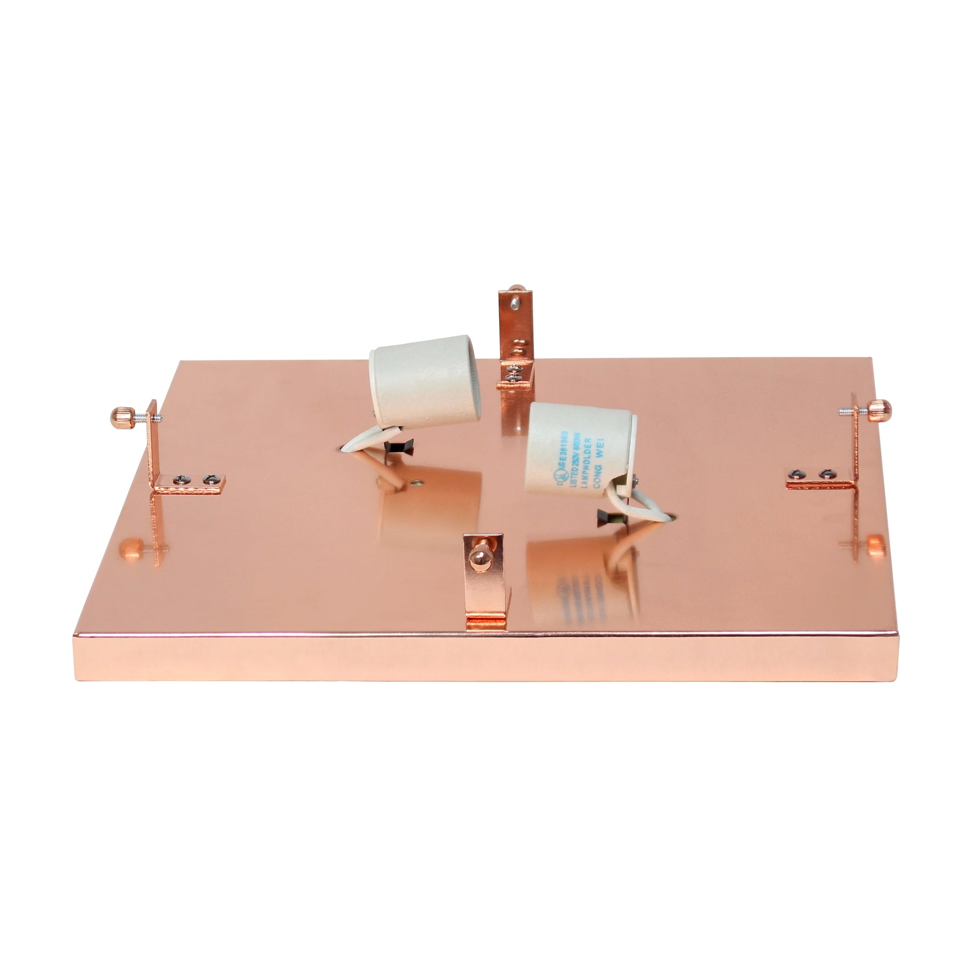 All The Rages Lalia Home 12" Rose Gold 2-Light Classix Glam Square Crystal & Metal Flush Mount Ceiling Light