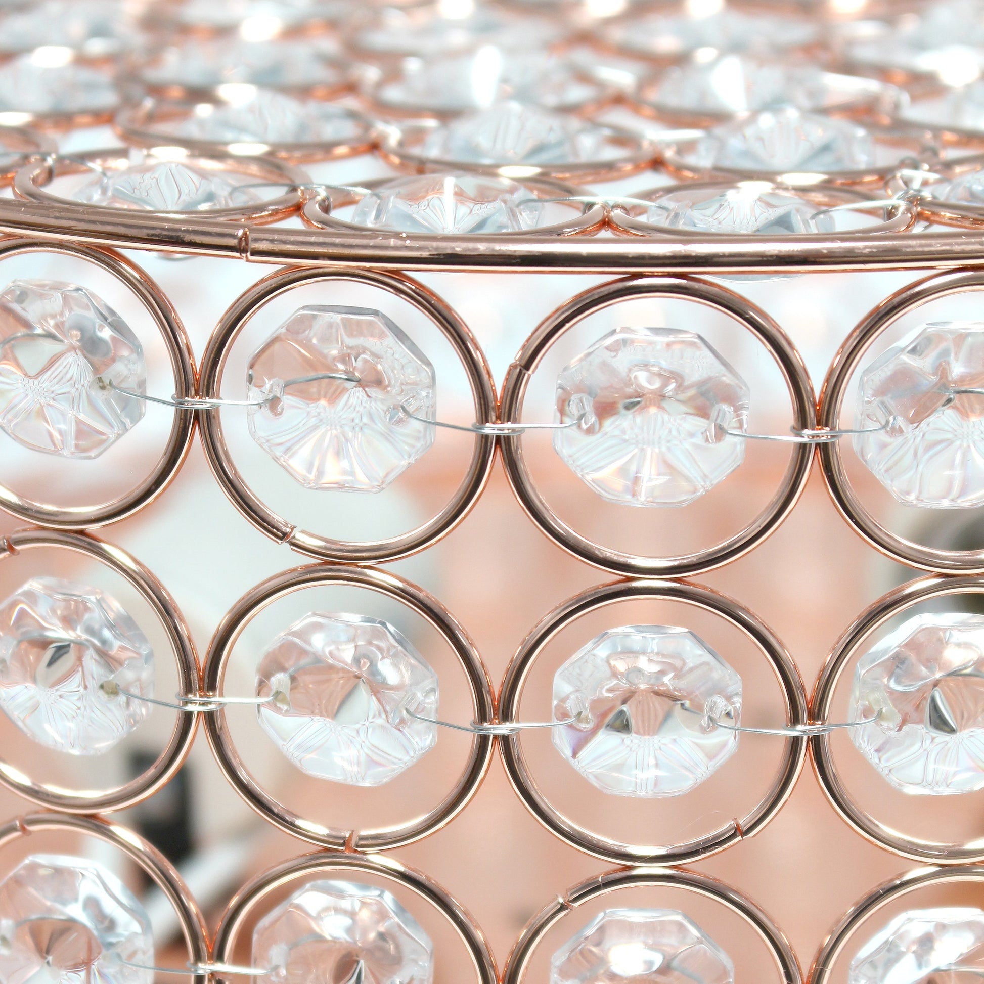 All The Rages Lalia Home 12" Rose Gold Classix Glam 2-Light Round Crystal & Metal Flush Mount Ceiling Light