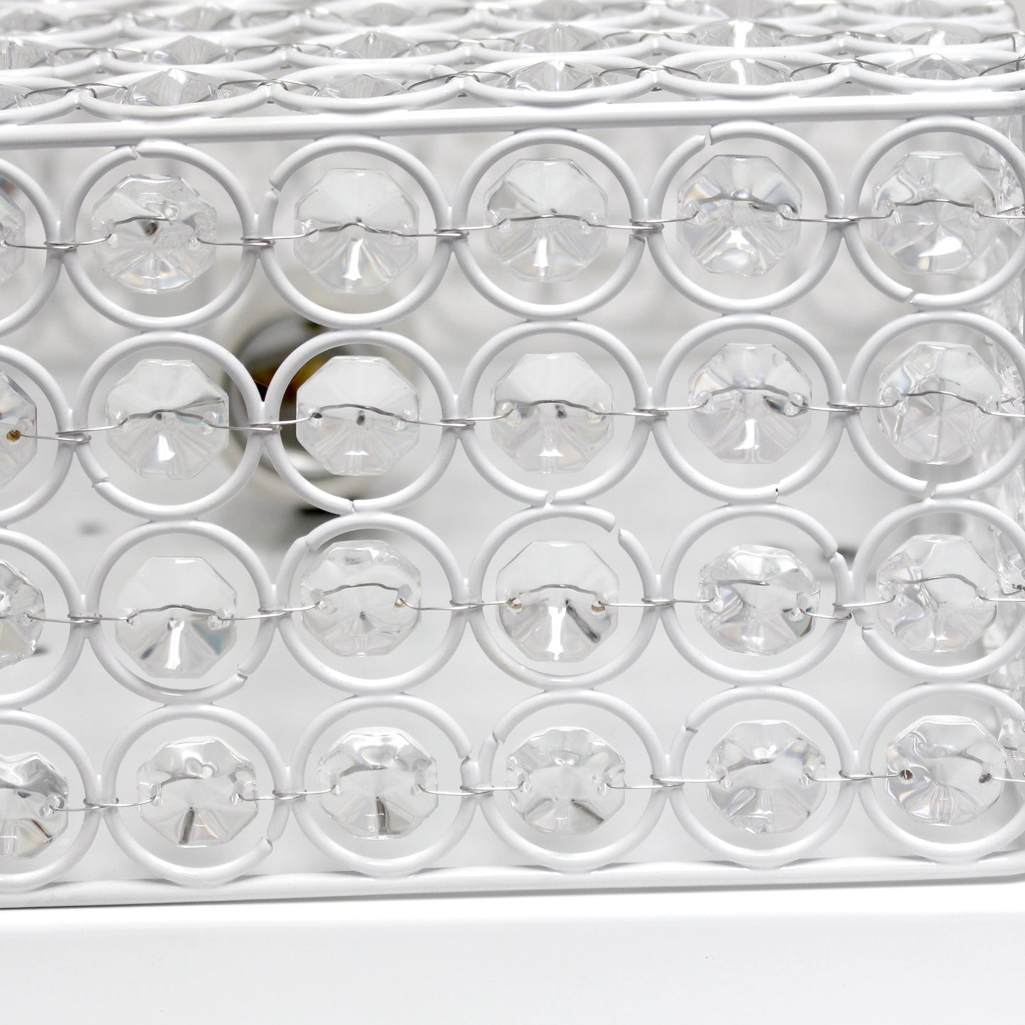 All The Rages Lalia Home 12" White 2-Light Classix Glam Square Crystal & Metal Flush Mount Ceiling Light