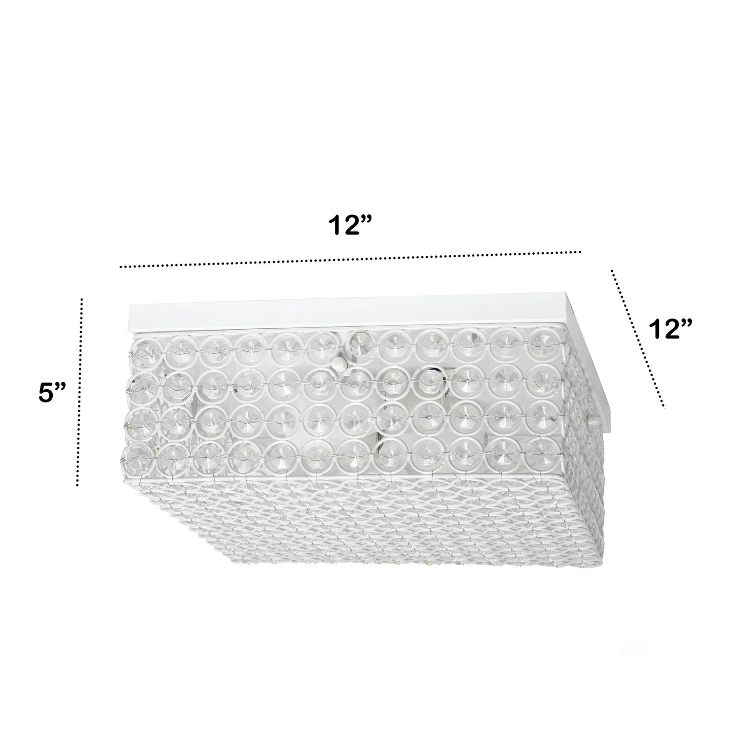 All The Rages Lalia Home 12" White 2-Light Classix Glam Square Crystal & Metal Flush Mount Ceiling Light