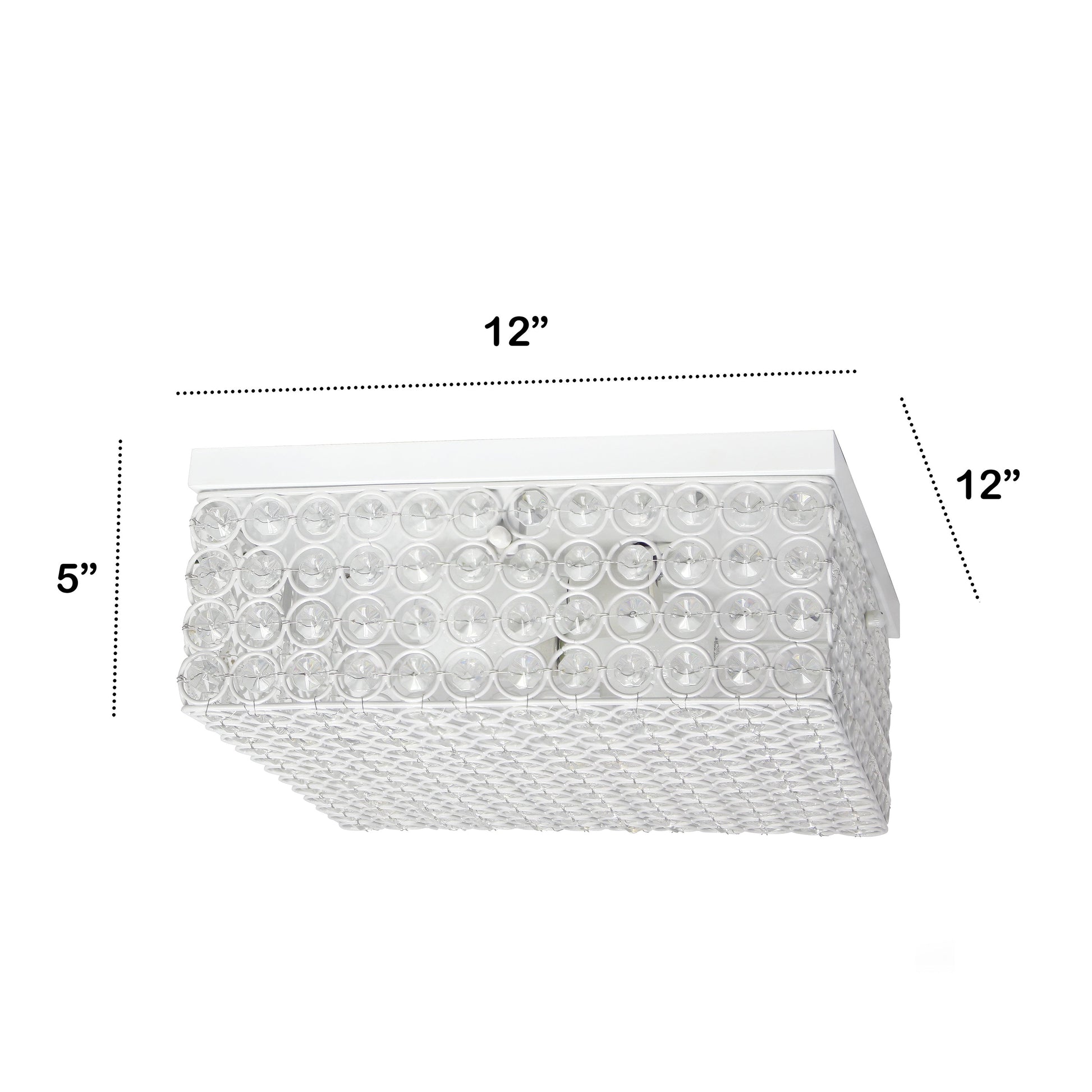 All The Rages Lalia Home 12" White 2-Light Classix Glam Square Crystal & Metal Flush Mount Ceiling Light