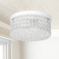 All The Rages Lalia Home 12" White Classix Glam 2-Light Round Crystal & Metal Flush Mount Ceiling Light