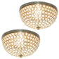 All The Rages Lalia Home 13" Antique Brass 2-Pack Classix Crystal Glam 2-Light Decorative Dome Shaped Metal Flush Mount