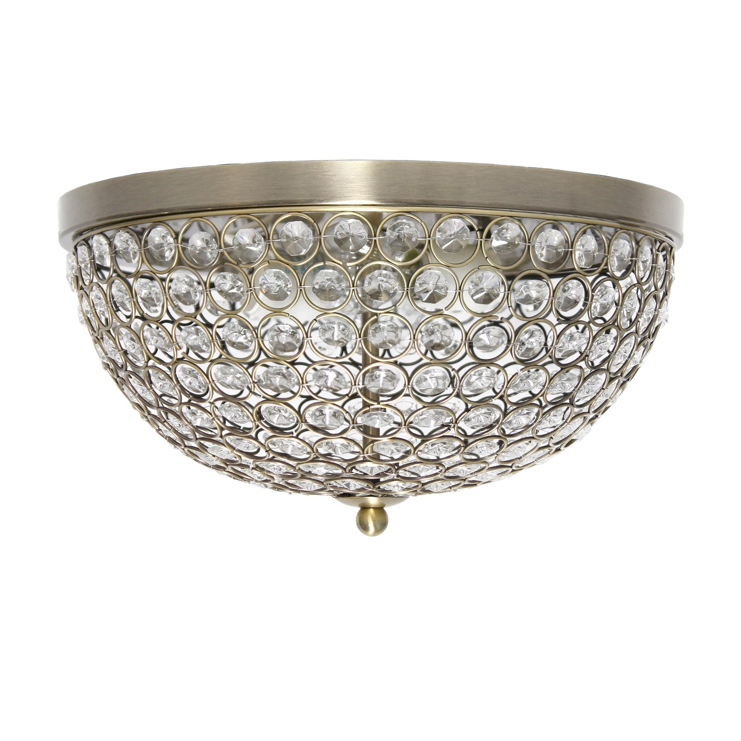All The Rages Lalia Home 13" Antique Brass 2-Pack Classix Crystal Glam 2-Light Decorative Dome Shaped Metal Flush Mount