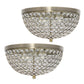 All The Rages Lalia Home 13" Antique Brass 2-Pack Classix Crystal Glam 2-Light Decorative Dome Shaped Metal Flush Mount