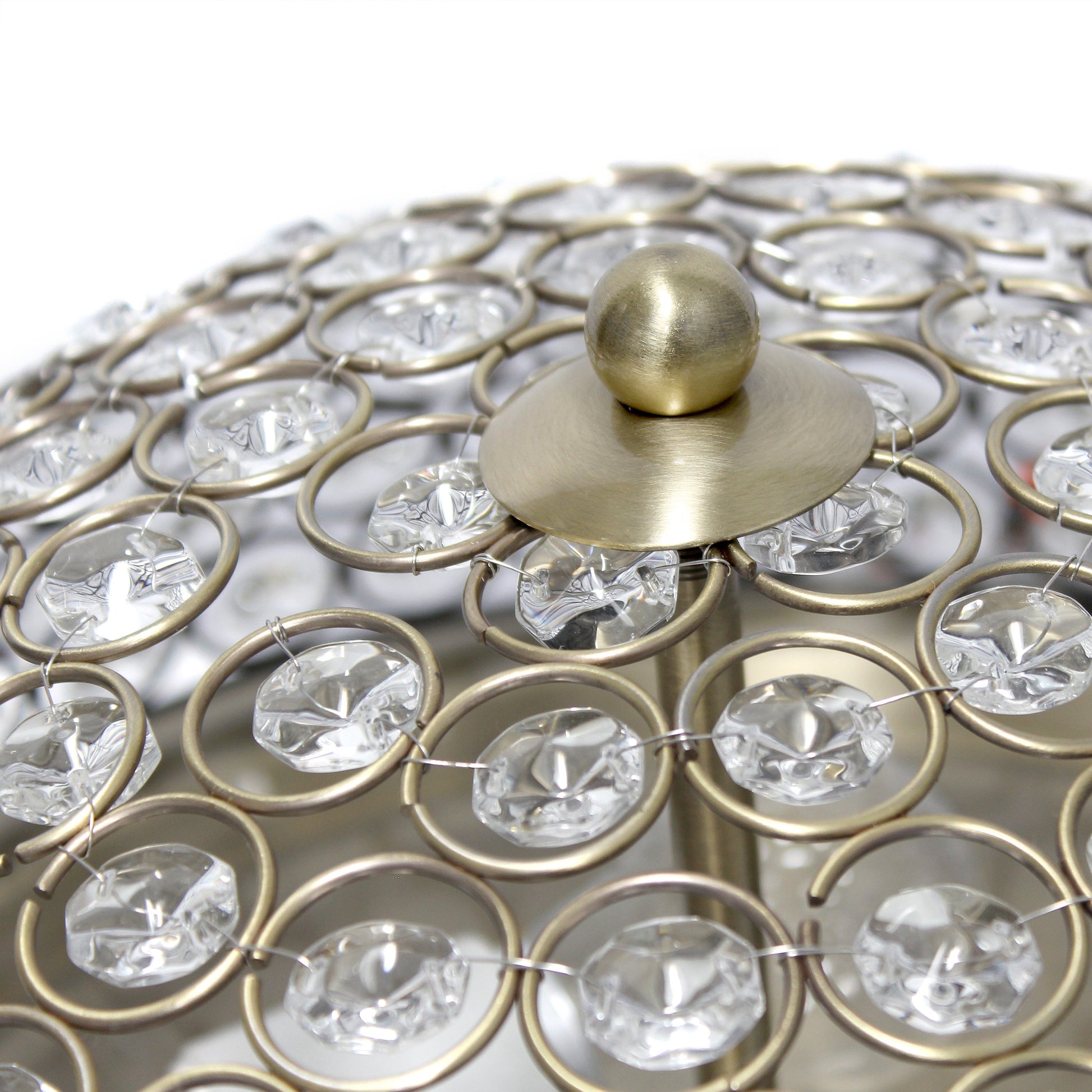 All The Rages Lalia Home 13" Antique Brass 2-Pack Classix Crystal Glam 2-Light Decorative Dome Shaped Metal Flush Mount