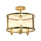 All The Rages Lalia Home 13" Antique Brass 3-Light Industrial Farmhouse Glass & Metallic Accented Semi-Flushmount
