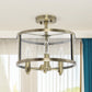 All The Rages Lalia Home 13" Antique Brass 3-Light Industrial Farmhouse Glass & Metallic Accented Semi-Flushmount