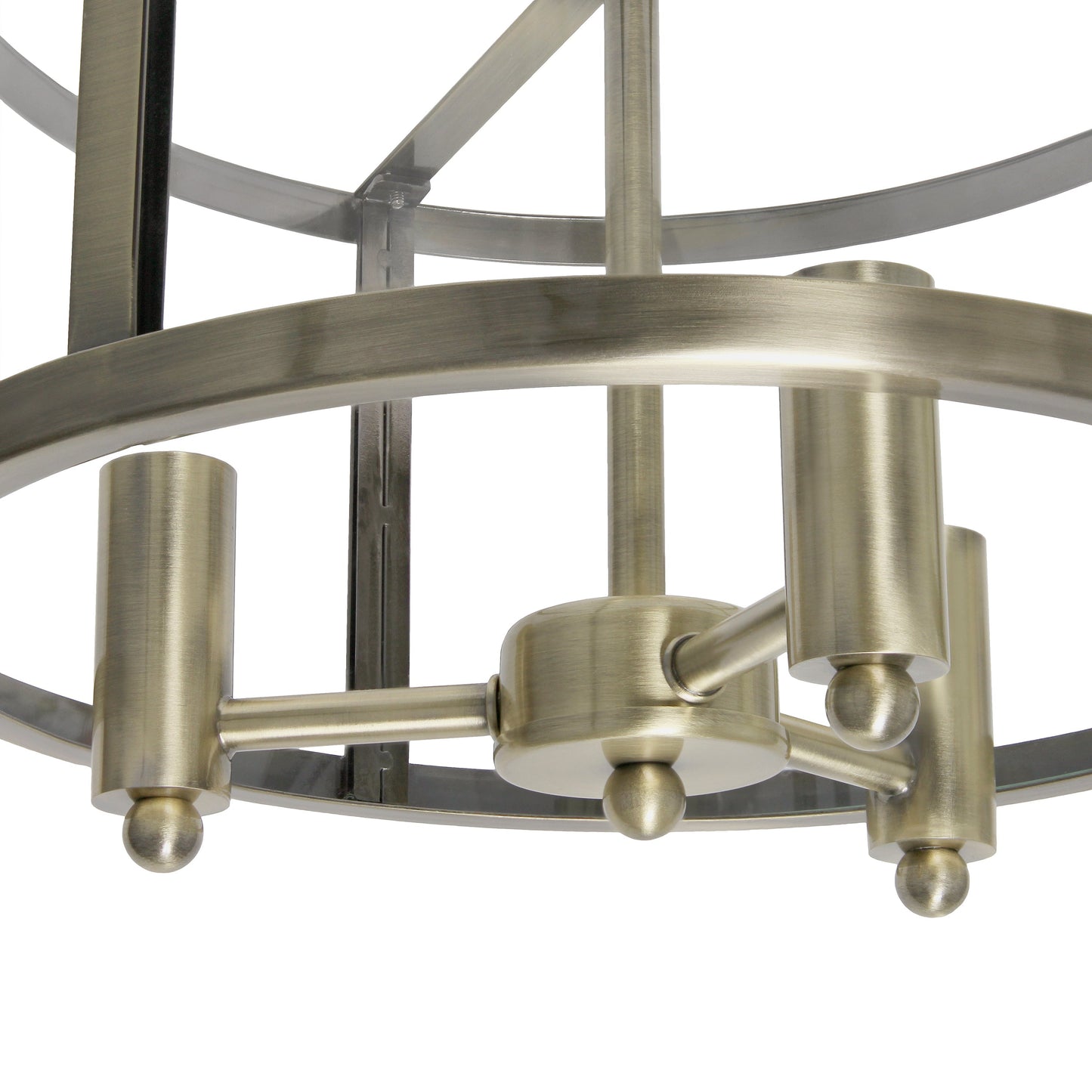 All The Rages Lalia Home 13" Antique Brass 3-Light Industrial Farmhouse Glass & Metallic Accented Semi-Flushmount