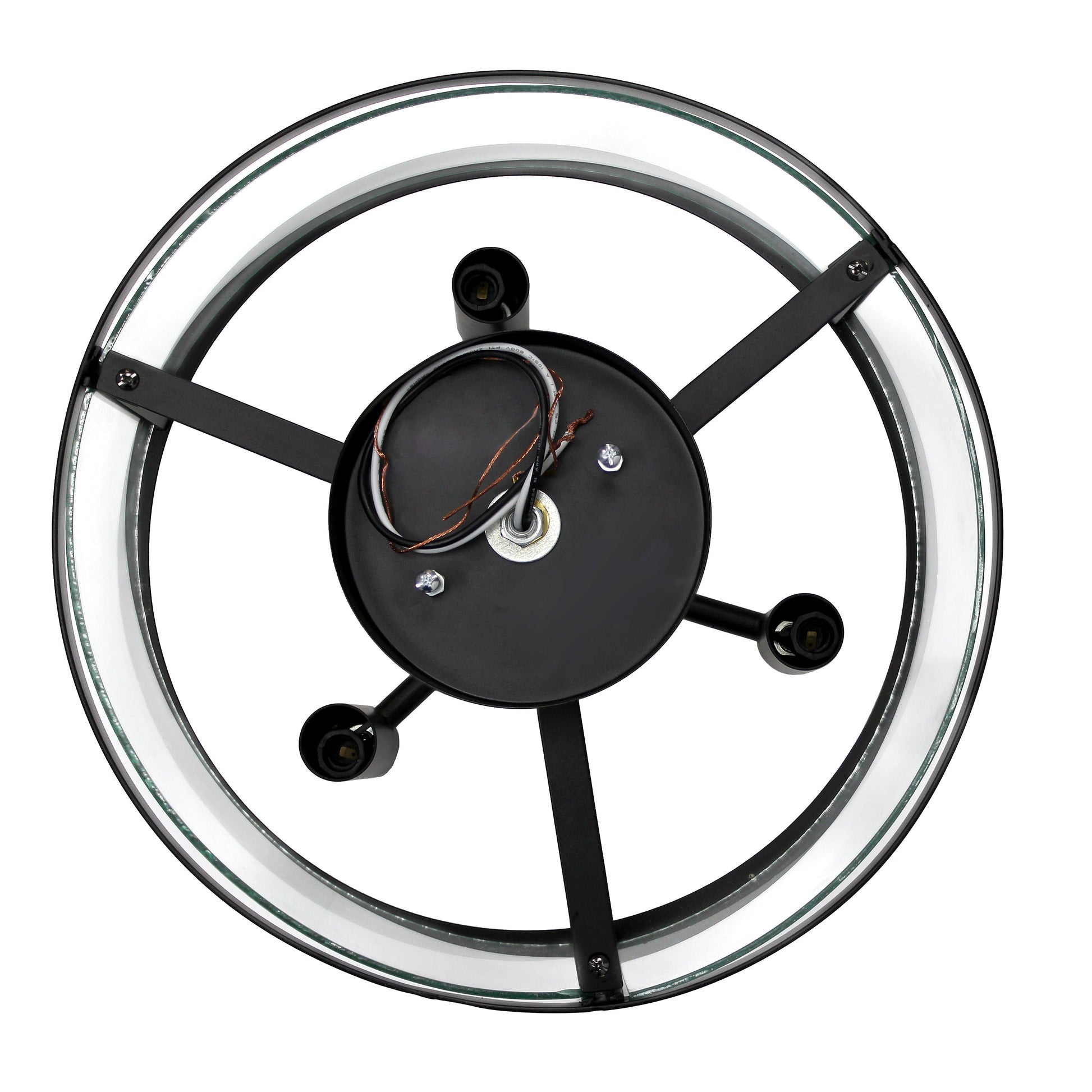 All The Rages Lalia Home 13" Black 3-Light Industrial Farmhouse Glass & Metallic Accented Semi-Flushmount