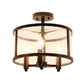All The Rages Lalia Home 13" Black 3-Light Industrial Farmhouse Glass & Metallic Accented Semi-Flushmount