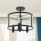 All The Rages Lalia Home 13" Black 3-Light Industrial Farmhouse Glass & Metallic Accented Semi-Flushmount