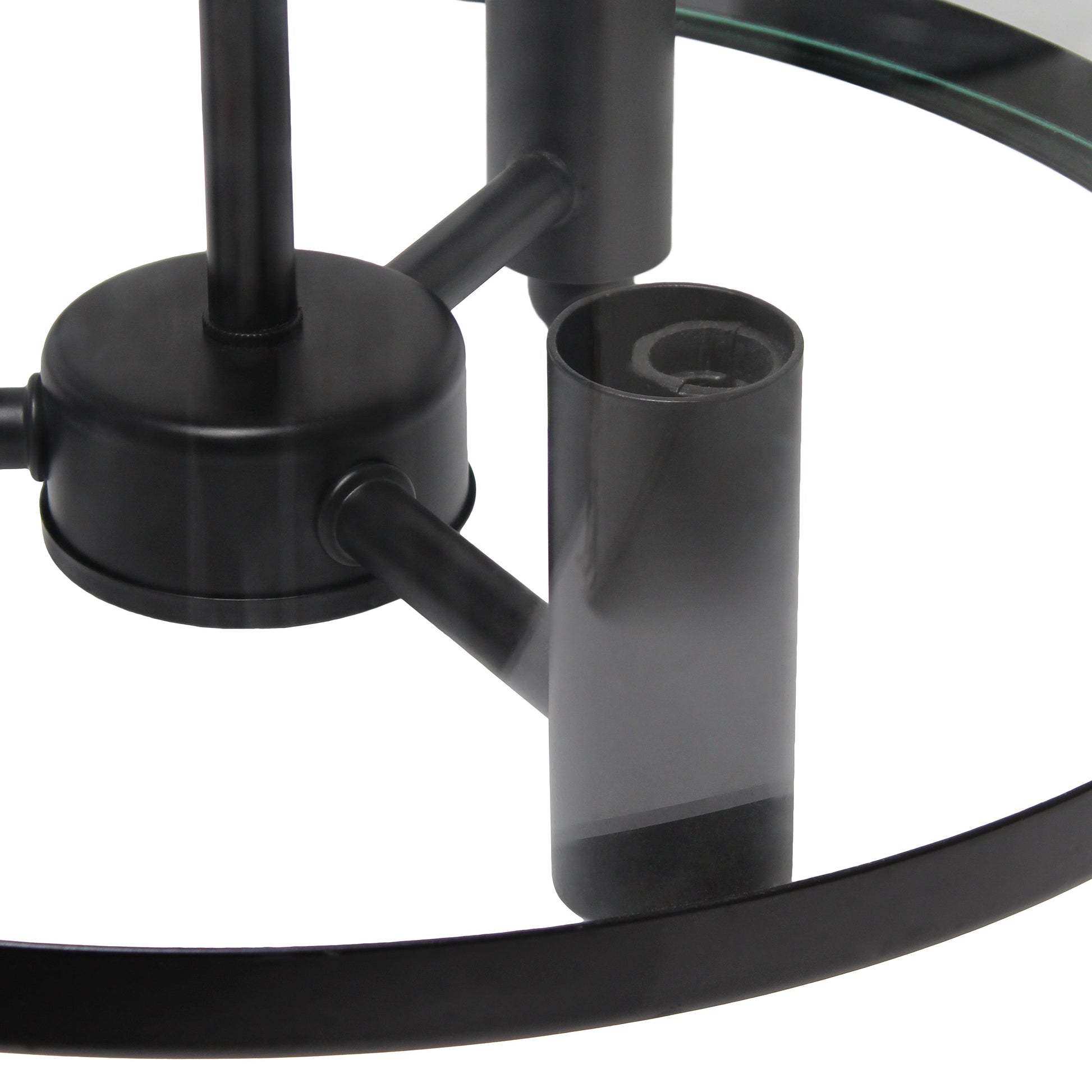 All The Rages Lalia Home 13" Black 3-Light Industrial Farmhouse Glass & Metallic Accented Semi-Flushmount