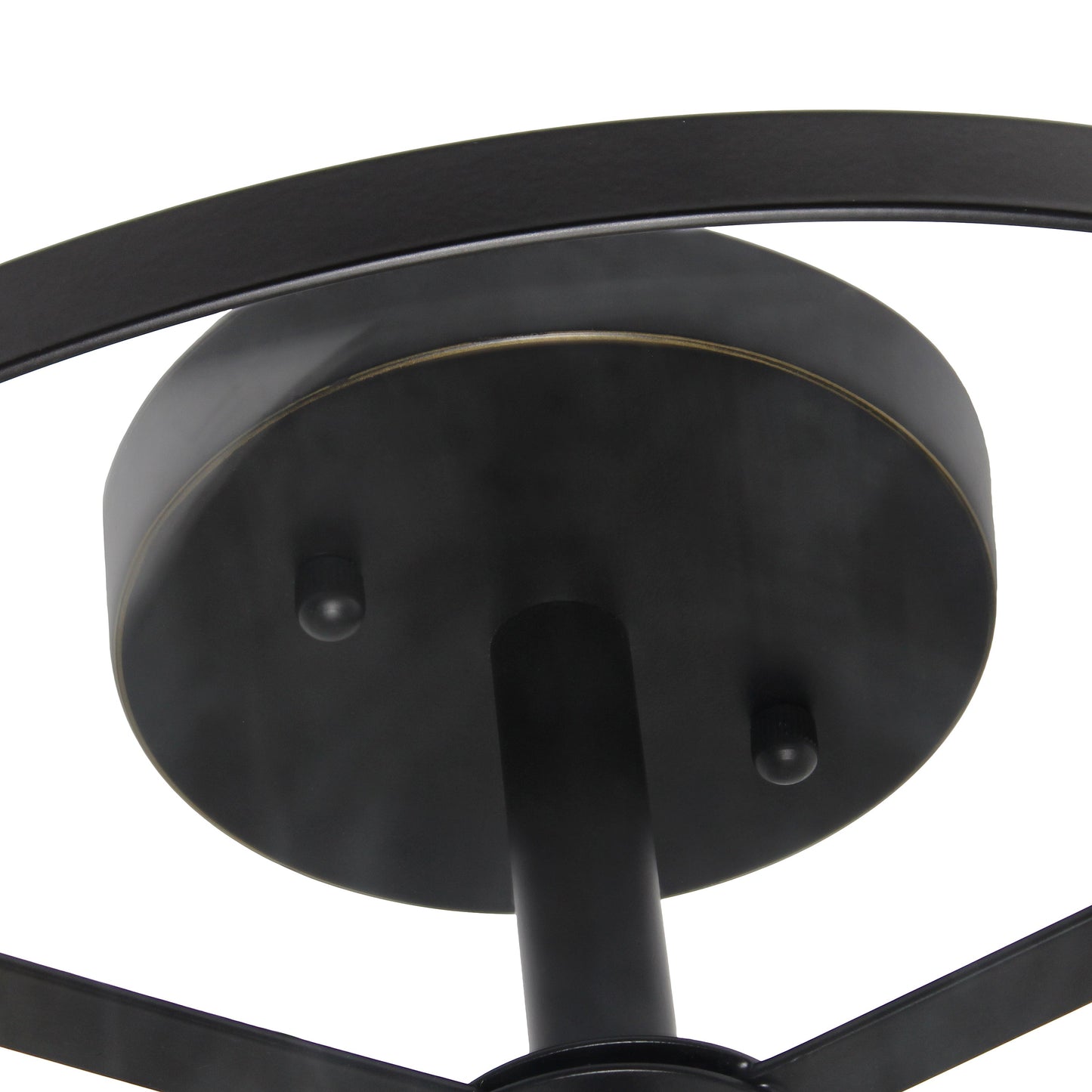 All The Rages Lalia Home 13" Black 3-Light Industrial Farmhouse Glass & Metallic Accented Semi-Flushmount