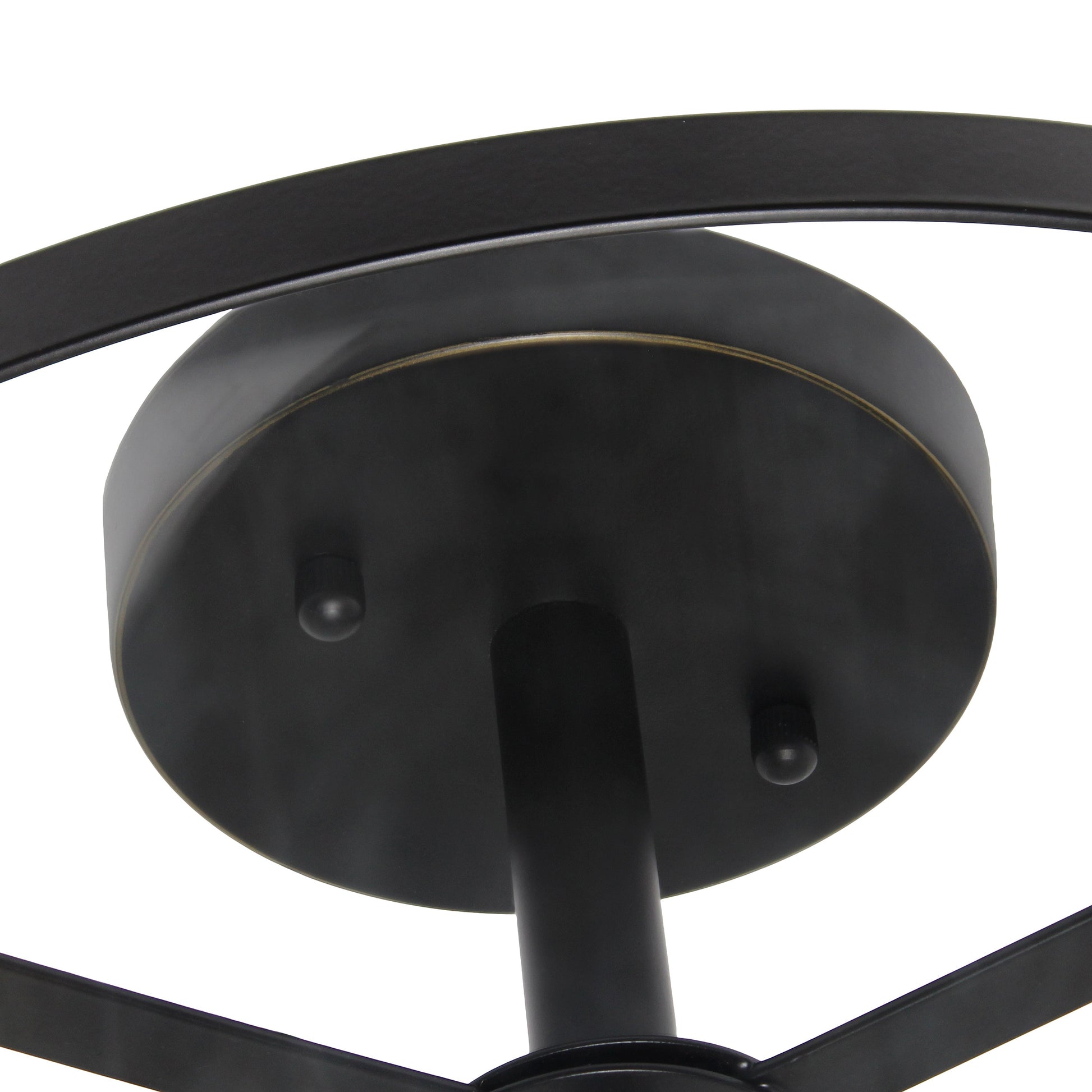 All The Rages Lalia Home 13" Black 3-Light Industrial Farmhouse Glass & Metallic Accented Semi-Flushmount