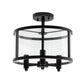 All The Rages Lalia Home 13" Black 3-Light Industrial Farmhouse Glass & Metallic Accented Semi-Flushmount