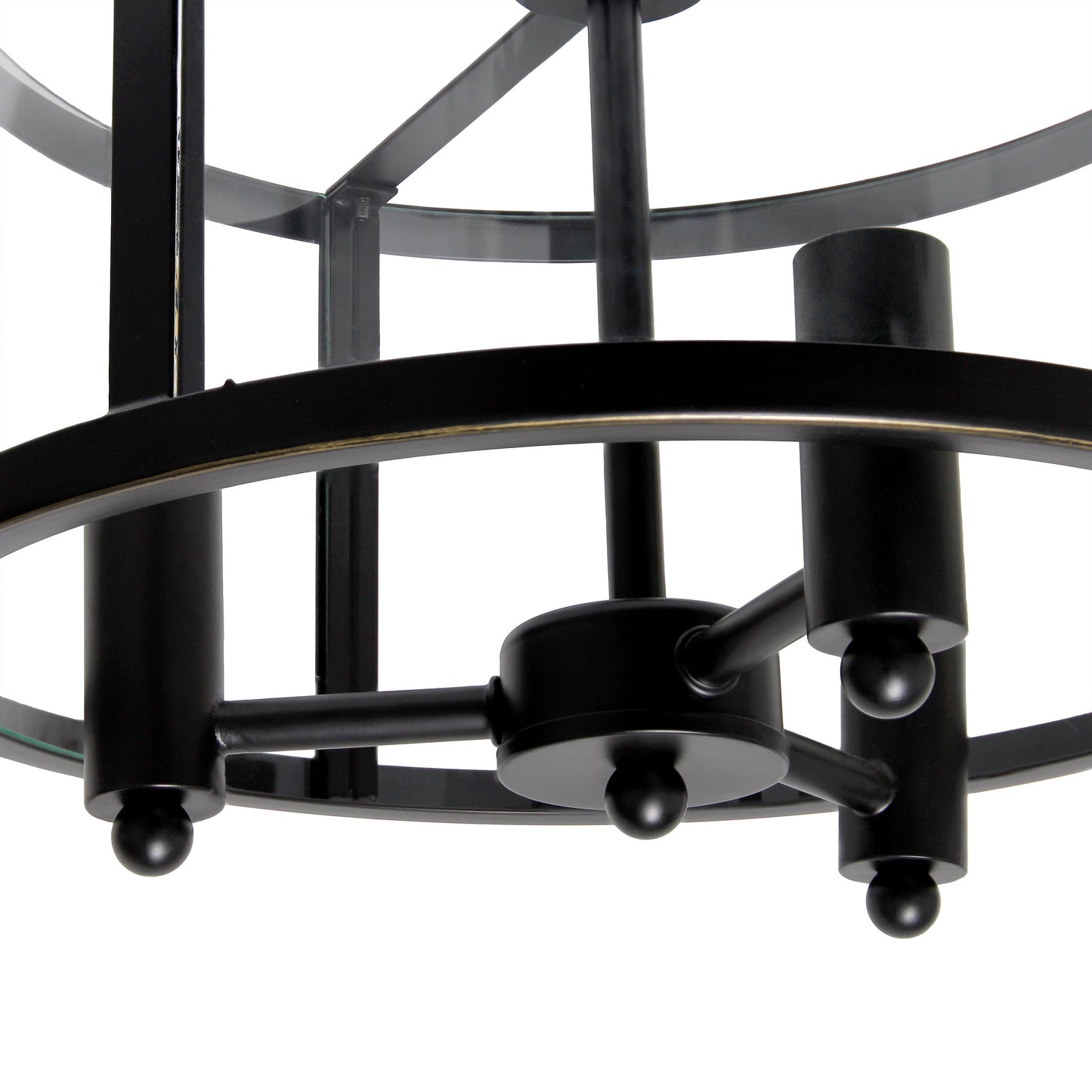All The Rages Lalia Home 13" Black 3-Light Industrial Farmhouse Glass & Metallic Accented Semi-Flushmount