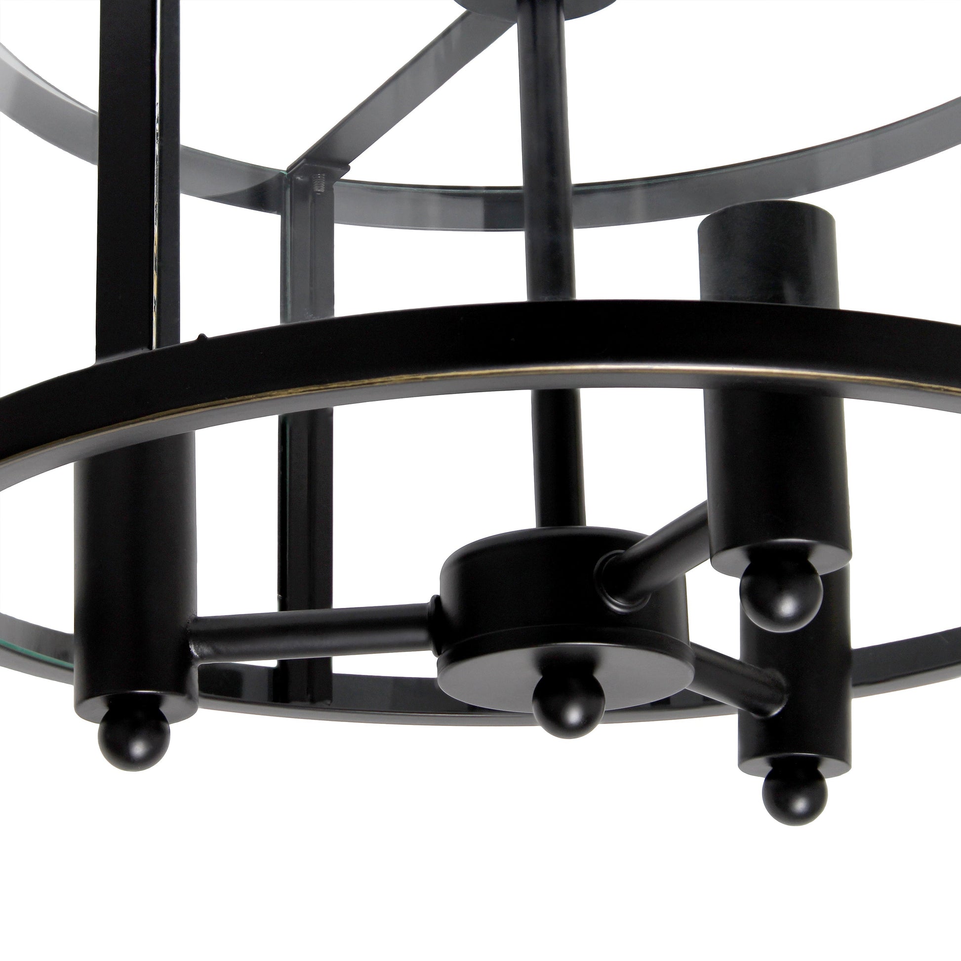 All The Rages Lalia Home 13" Black 3-Light Industrial Farmhouse Glass & Metallic Accented Semi-Flushmount