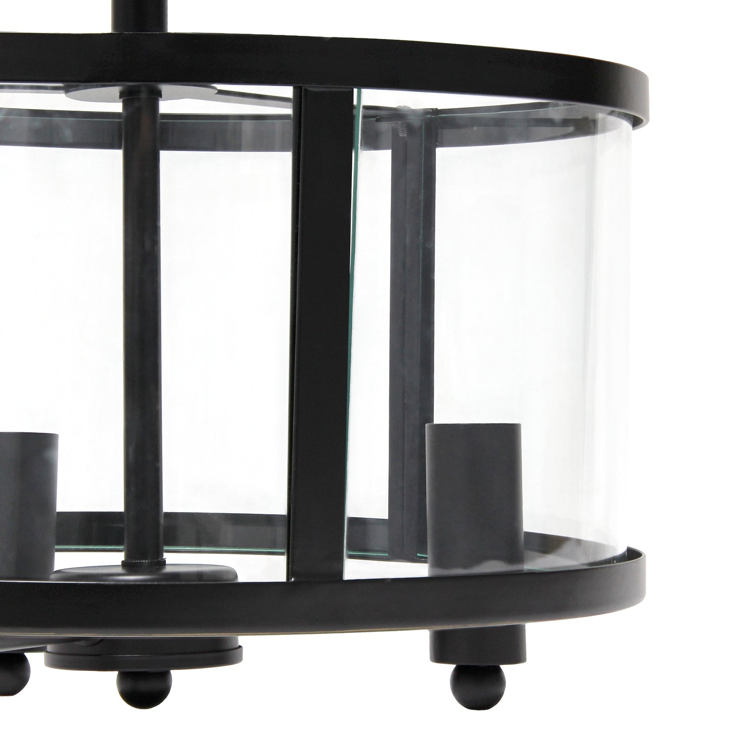 All The Rages Lalia Home 13" Black 3-Light Industrial Farmhouse Glass & Metallic Accented Semi-Flushmount