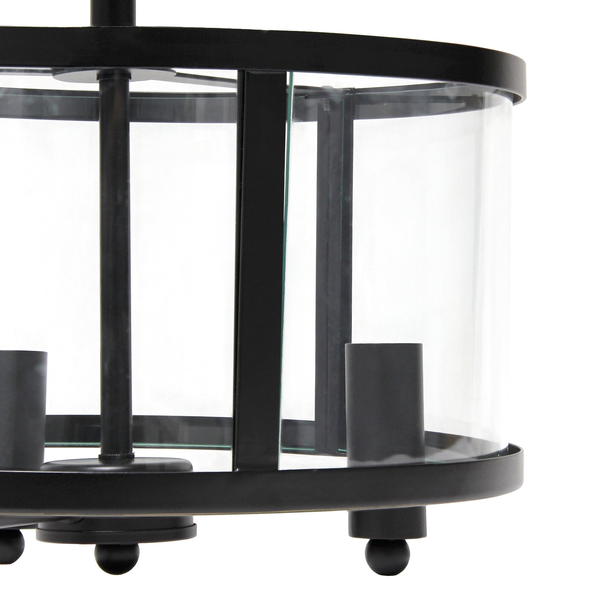 All The Rages Lalia Home 13" Black 3-Light Industrial Farmhouse Glass & Metallic Accented Semi-Flushmount