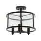 All The Rages Lalia Home 13" Black 3-Light Industrial Farmhouse Glass & Metallic Accented Semi-Flushmount