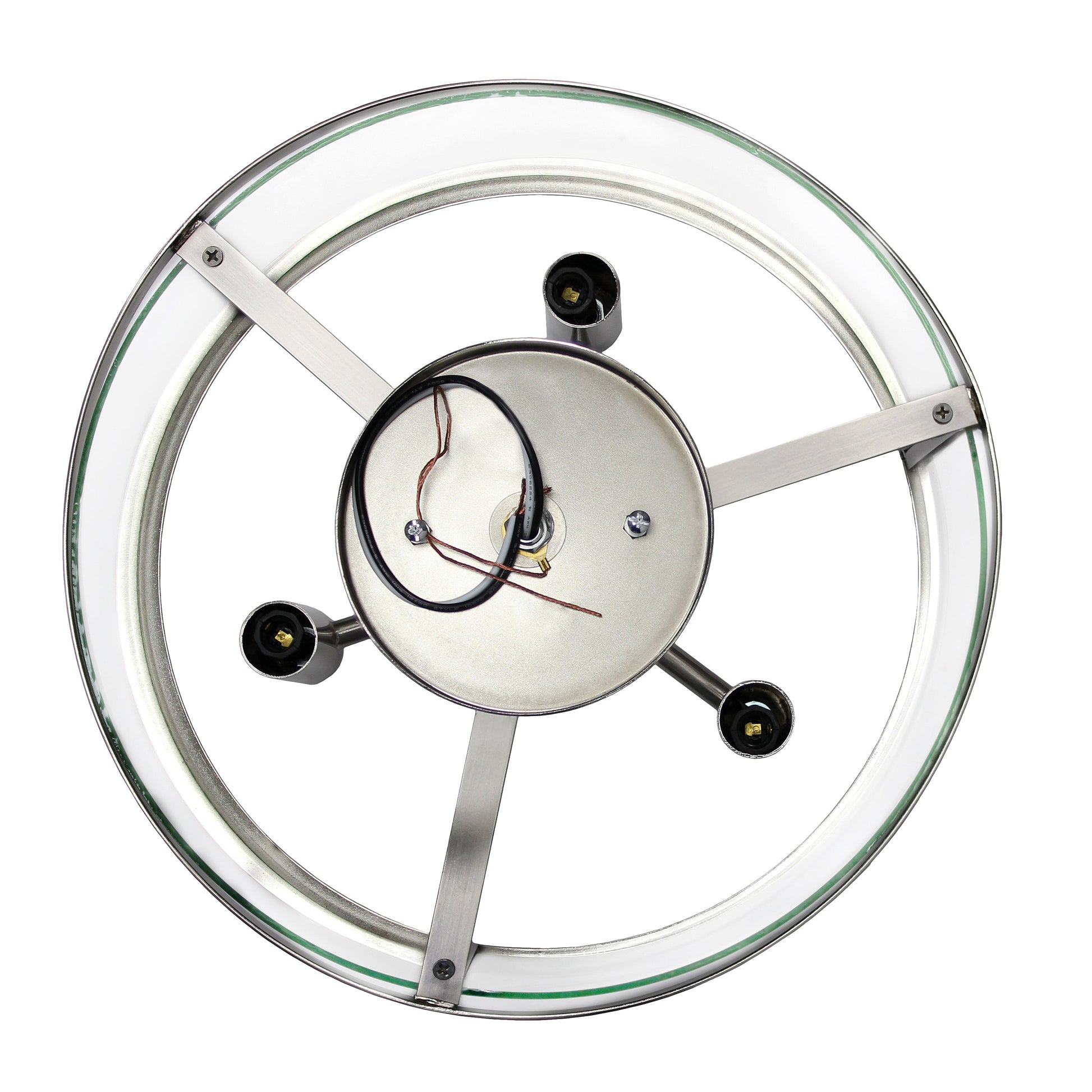 All The Rages Lalia Home 13" Brushed Nickel 3-Light Industrial Farmhouse Glass & Metallic Accented Semi-Flushmount