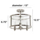 All The Rages Lalia Home 13" Brushed Nickel 3-Light Industrial Farmhouse Glass & Metallic Accented Semi-Flushmount