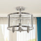 All The Rages Lalia Home 13" Brushed Nickel 3-Light Industrial Farmhouse Glass & Metallic Accented Semi-Flushmount