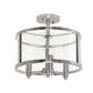 All The Rages Lalia Home 13" Brushed Nickel 3-Light Industrial Farmhouse Glass & Metallic Accented Semi-Flushmount