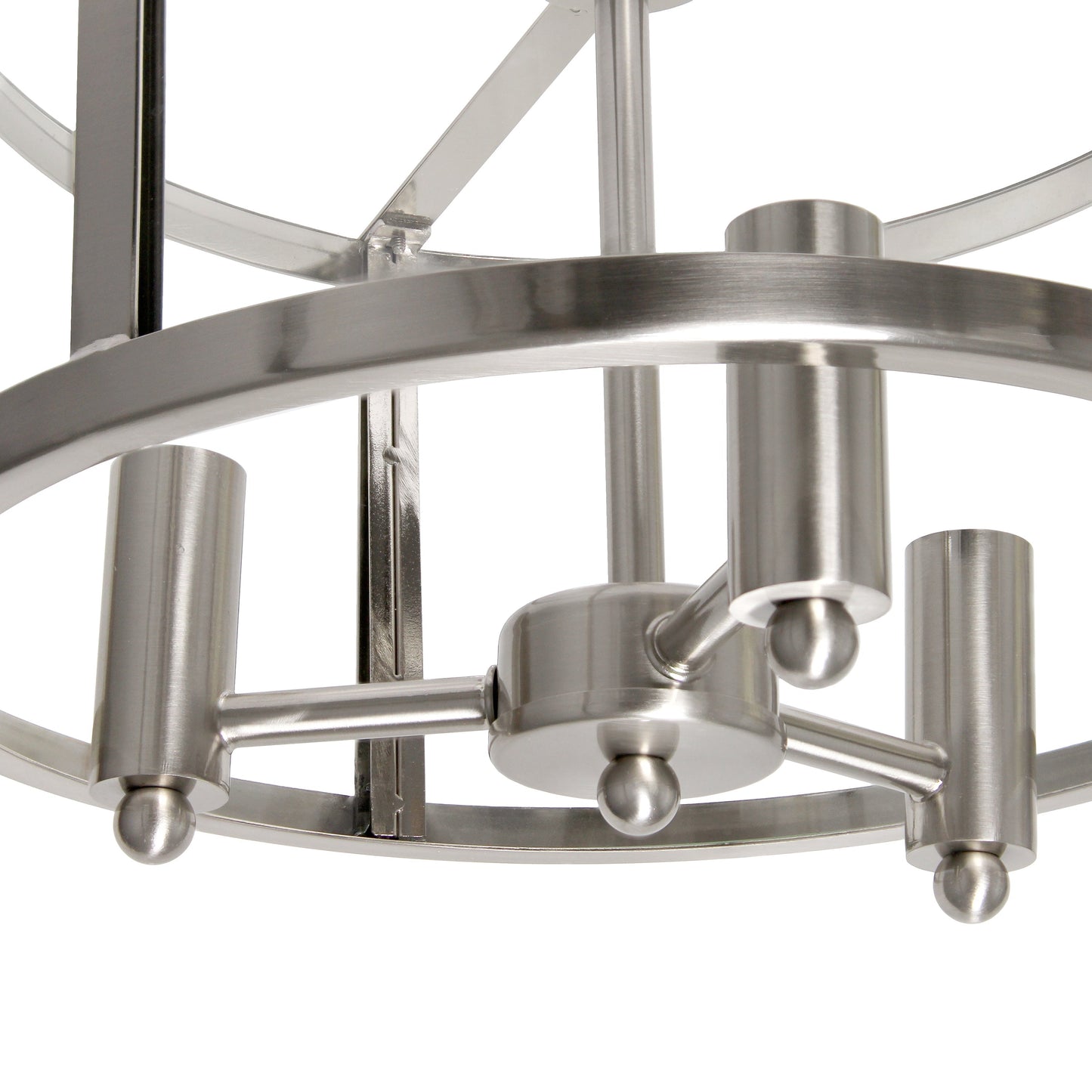 All The Rages Lalia Home 13" Brushed Nickel 3-Light Industrial Farmhouse Glass & Metallic Accented Semi-Flushmount