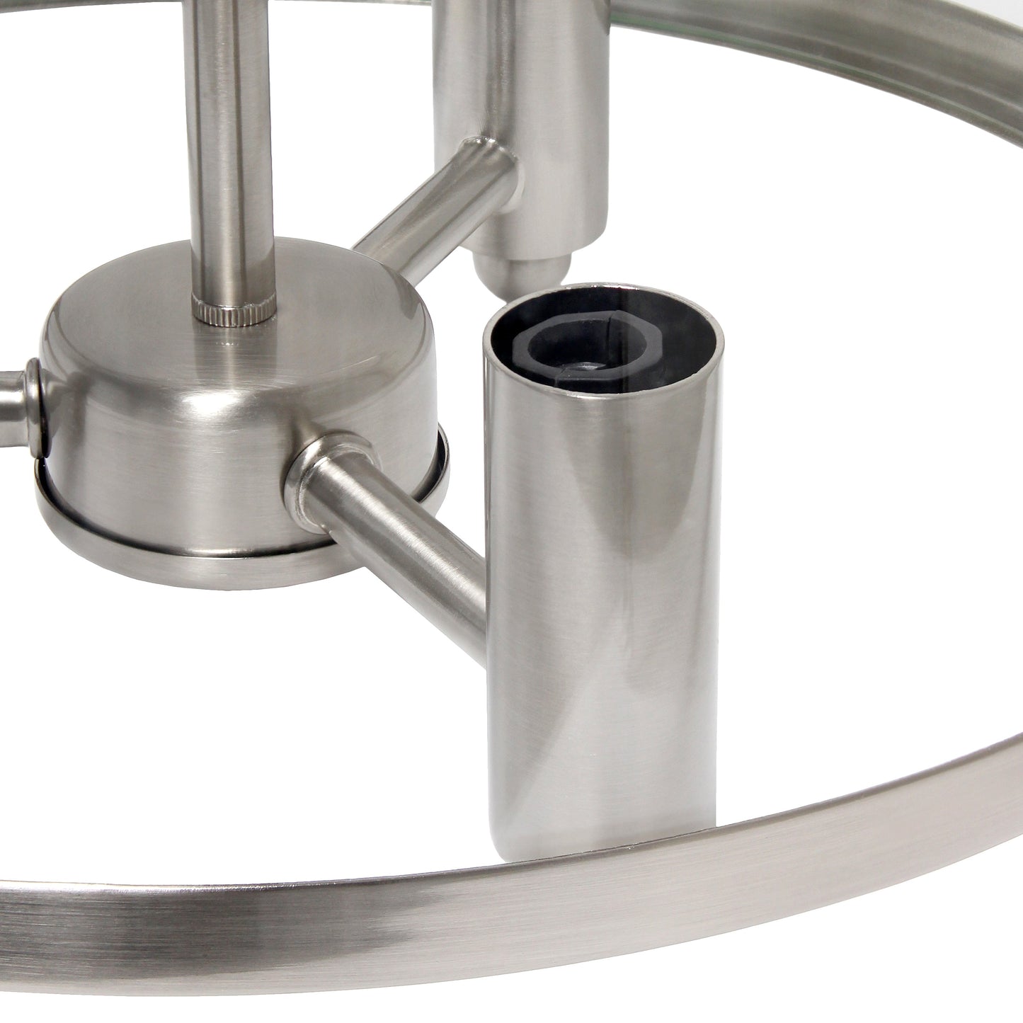 All The Rages Lalia Home 13" Brushed Nickel 3-Light Industrial Farmhouse Glass & Metallic Accented Semi-Flushmount